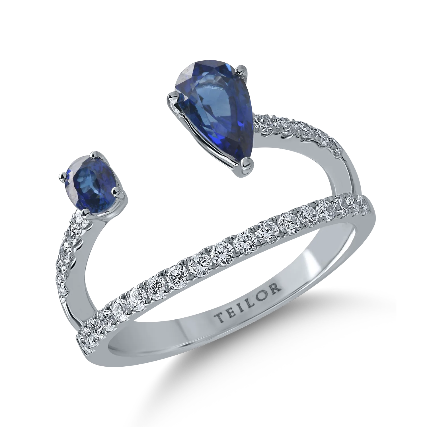 White gold ring with 1.1ct sapphires and 0.38ct diamonds