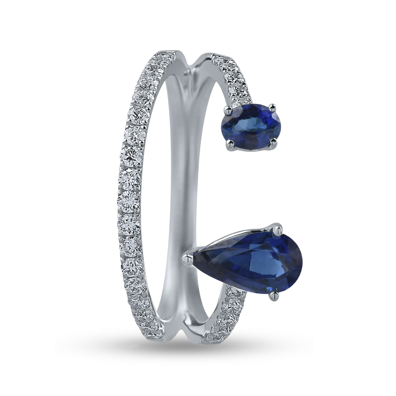 White gold ring with 1.1ct sapphires and 0.38ct diamonds