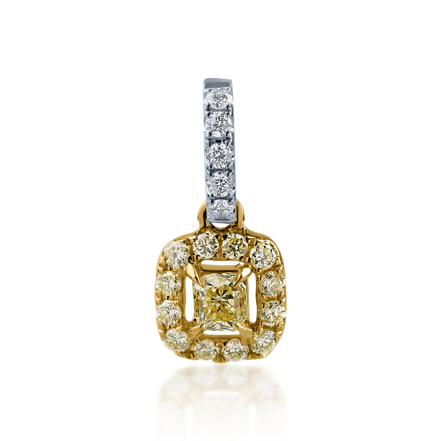 White-yellow gold pendant with 0.115ct yellow fancy diamond and 0.105ct diamonds