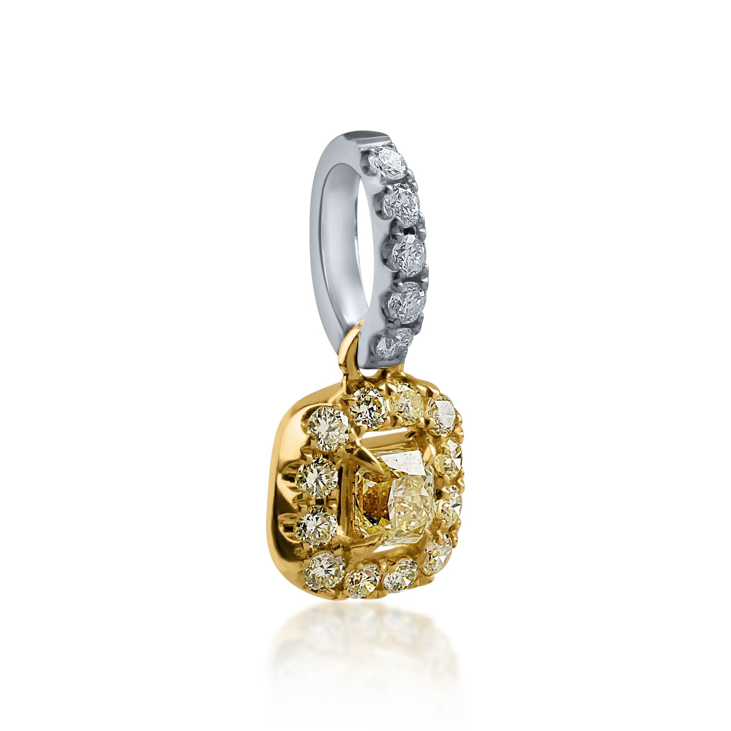 White-yellow gold pendant with 0.115ct yellow fancy diamond and 0.105ct diamonds