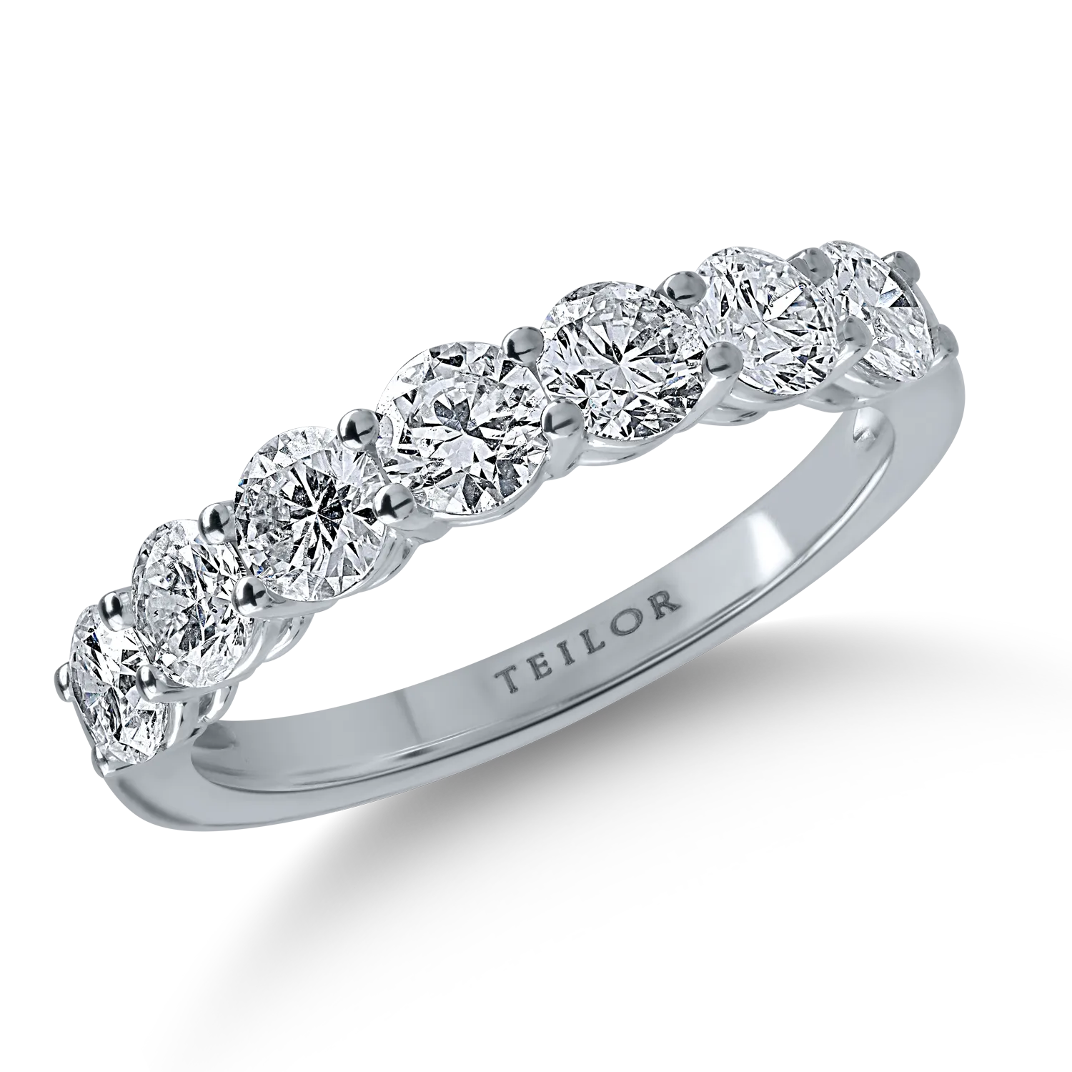 Inel semi eternity din aur alb cu diamante de 1.39ct