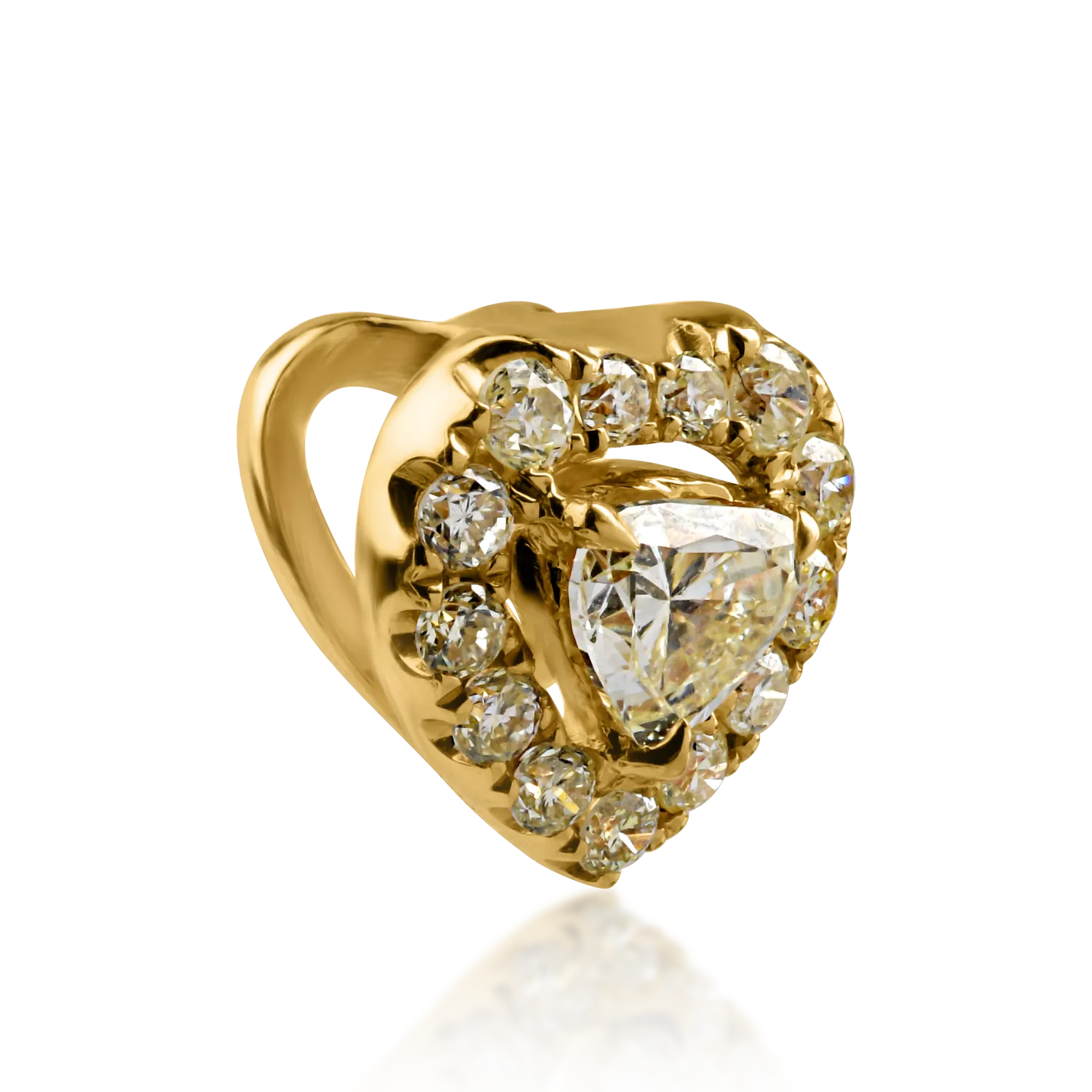Zawieszka serce z żółtego złota z fantazyjnie żółtym diamentem o masie 0.087ct i żółtymi diamentami o masie 0.073ct