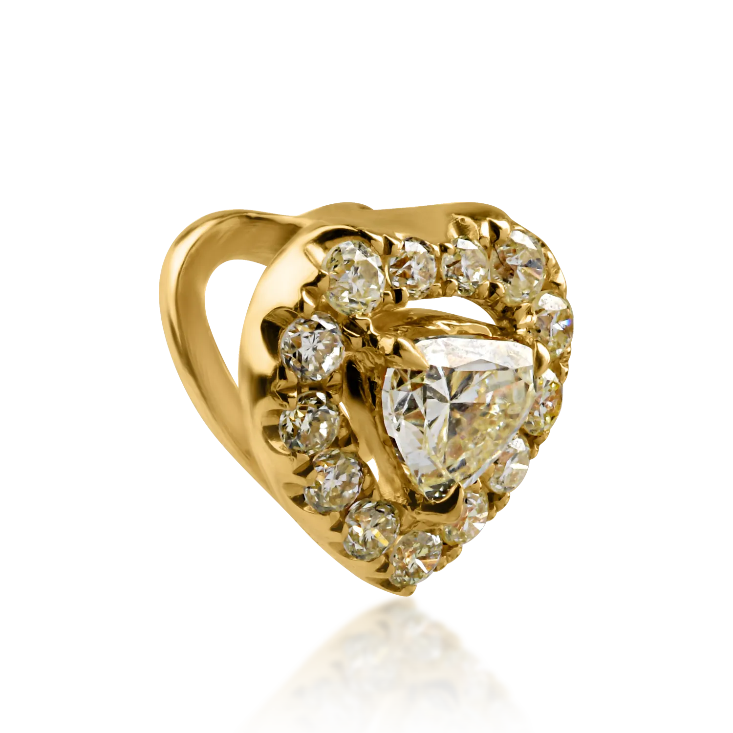 Yellow gold heart pendant with 0.087ct fancy-yellow diamond and 0.073ct yellow diamonds