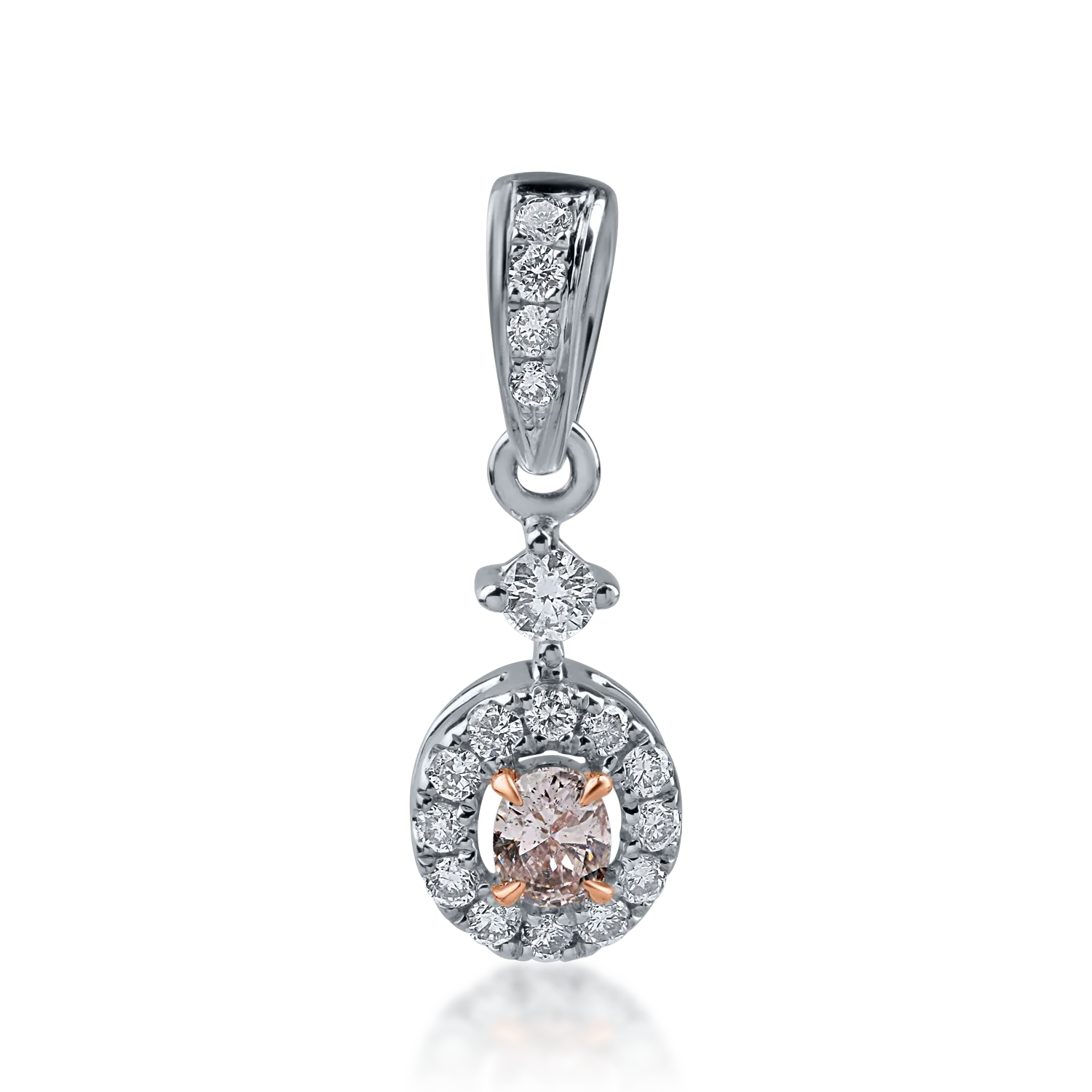White gold pendant with 0.076ct fancy-pink diamond and 0.144ct diamonds
