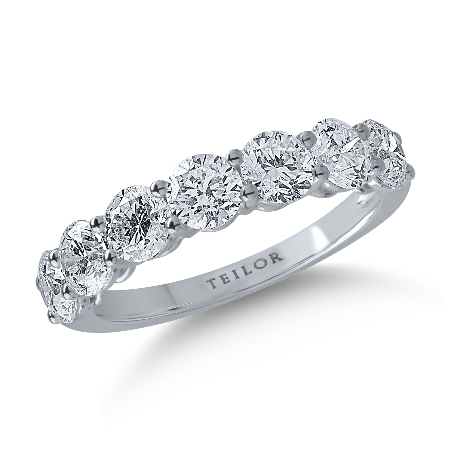 Teilor Inel semi eternity din aur alb cu diamante de 2.12ct