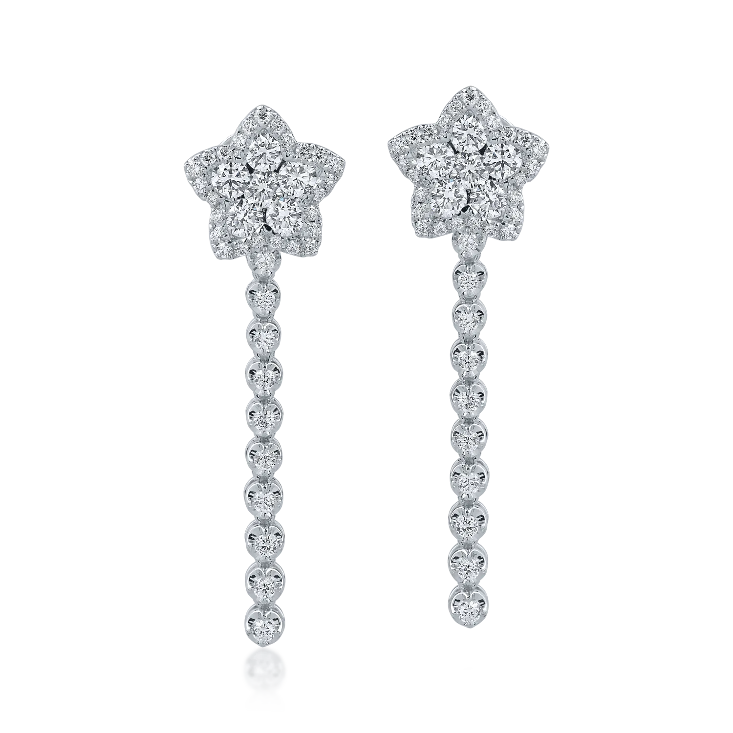 White gold star earrings with 1.661ct diamonds