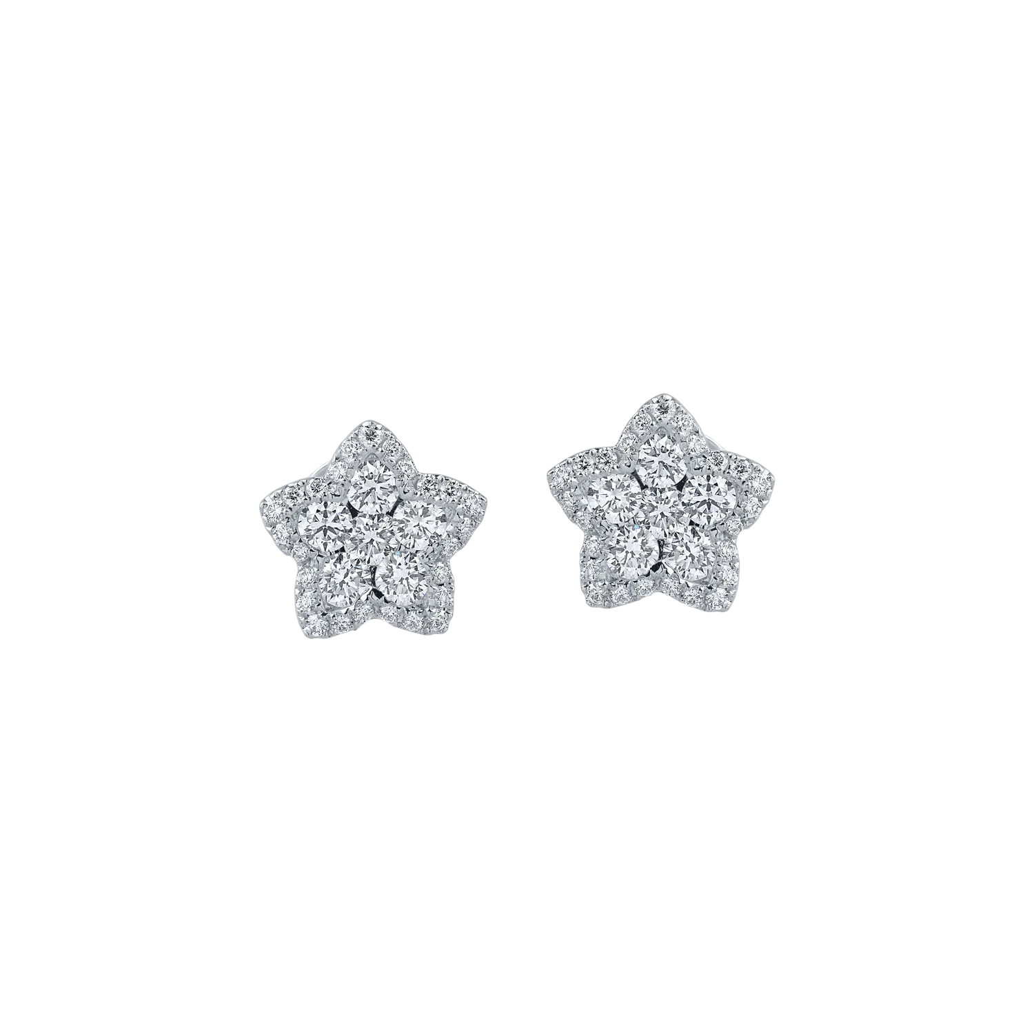 White gold star earrings with 1.661ct diamonds