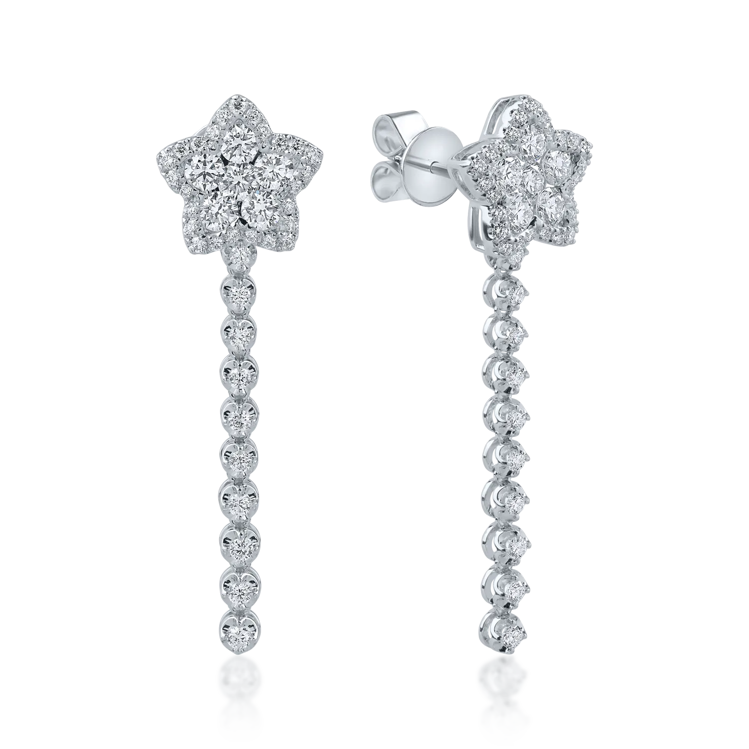 Fehér arany csillagos fülbevaló 1.661ct gyémántokkal