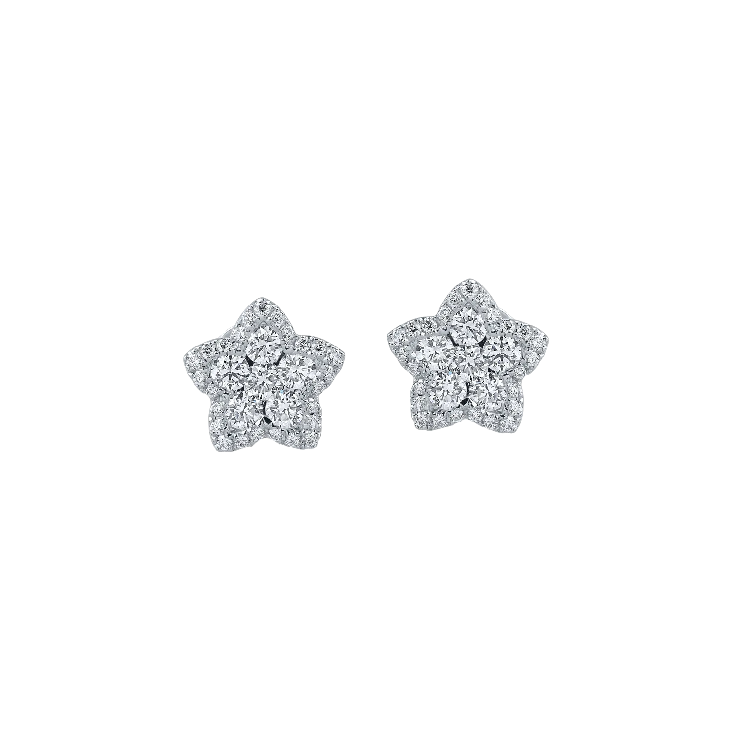 Fehér arany csillagos fülbevaló 1.661ct gyémántokkal