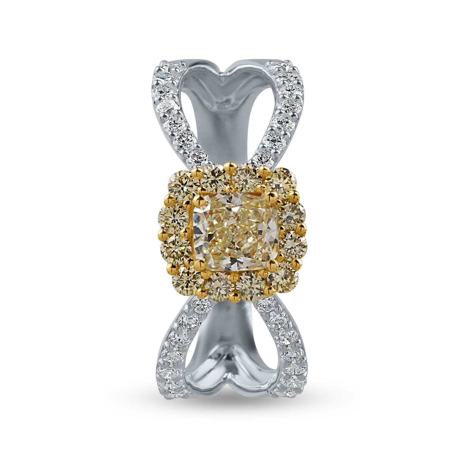 Inel din aur alb-galben cu diamante de 1.2ct