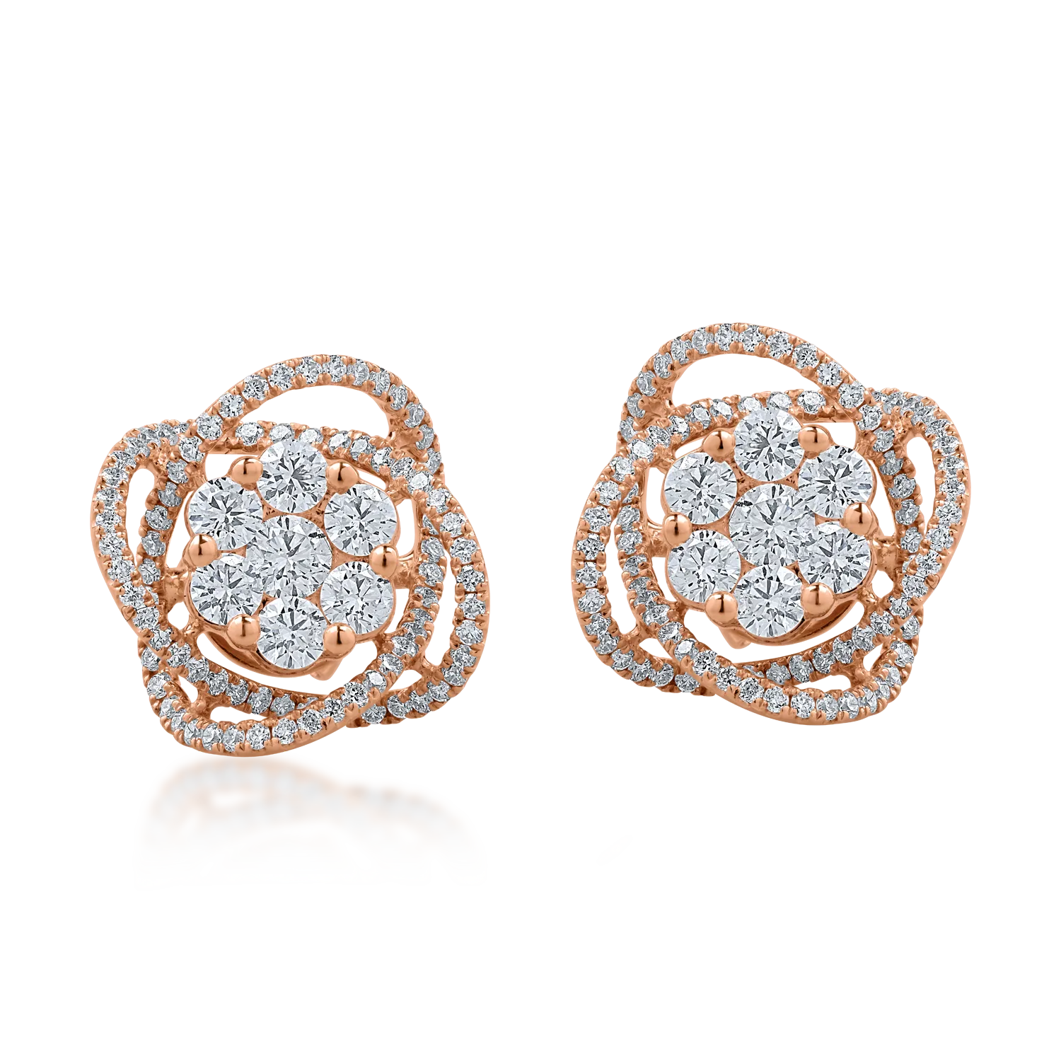 Cercei din aur roz cu diamante de 1.54ct