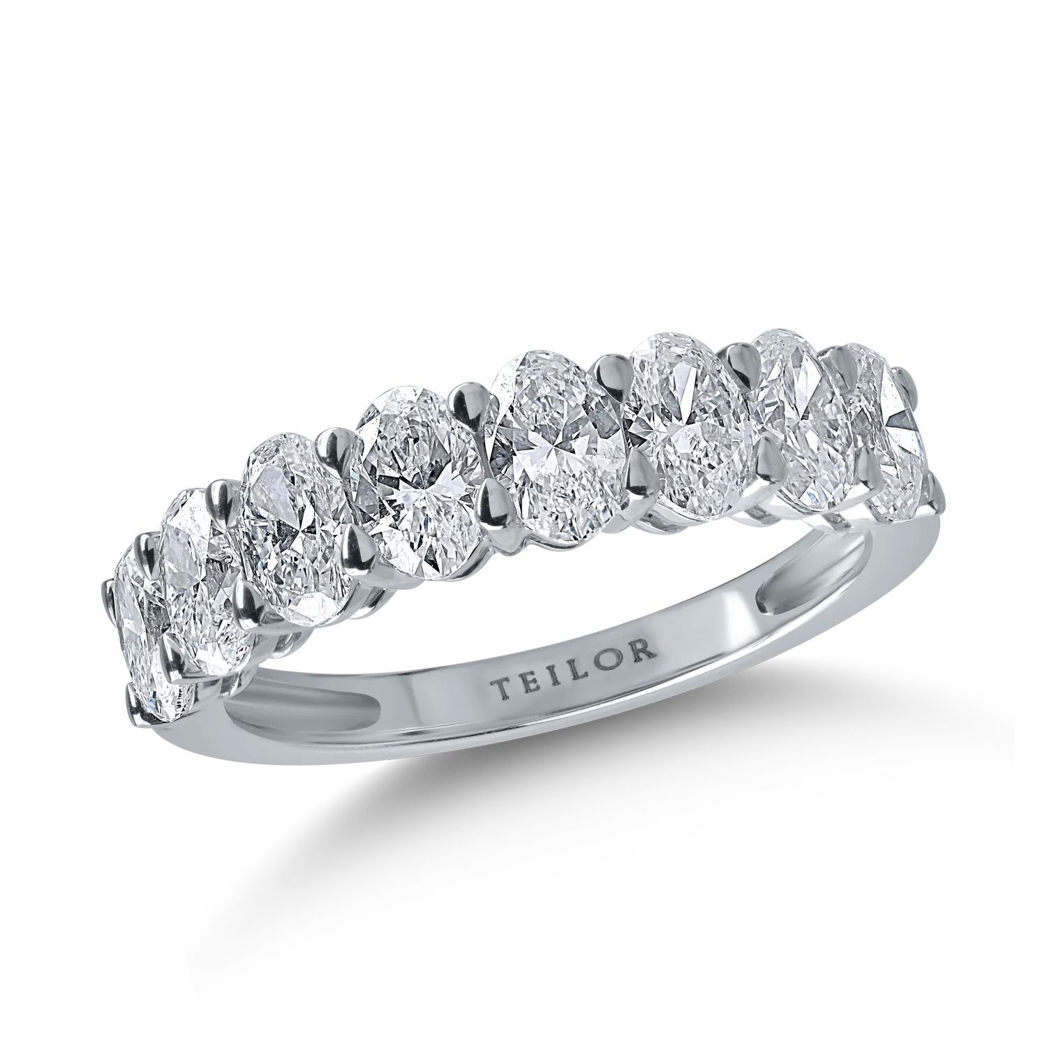 Teilor Inel din aur alb cu diamante oval de 1.89ct