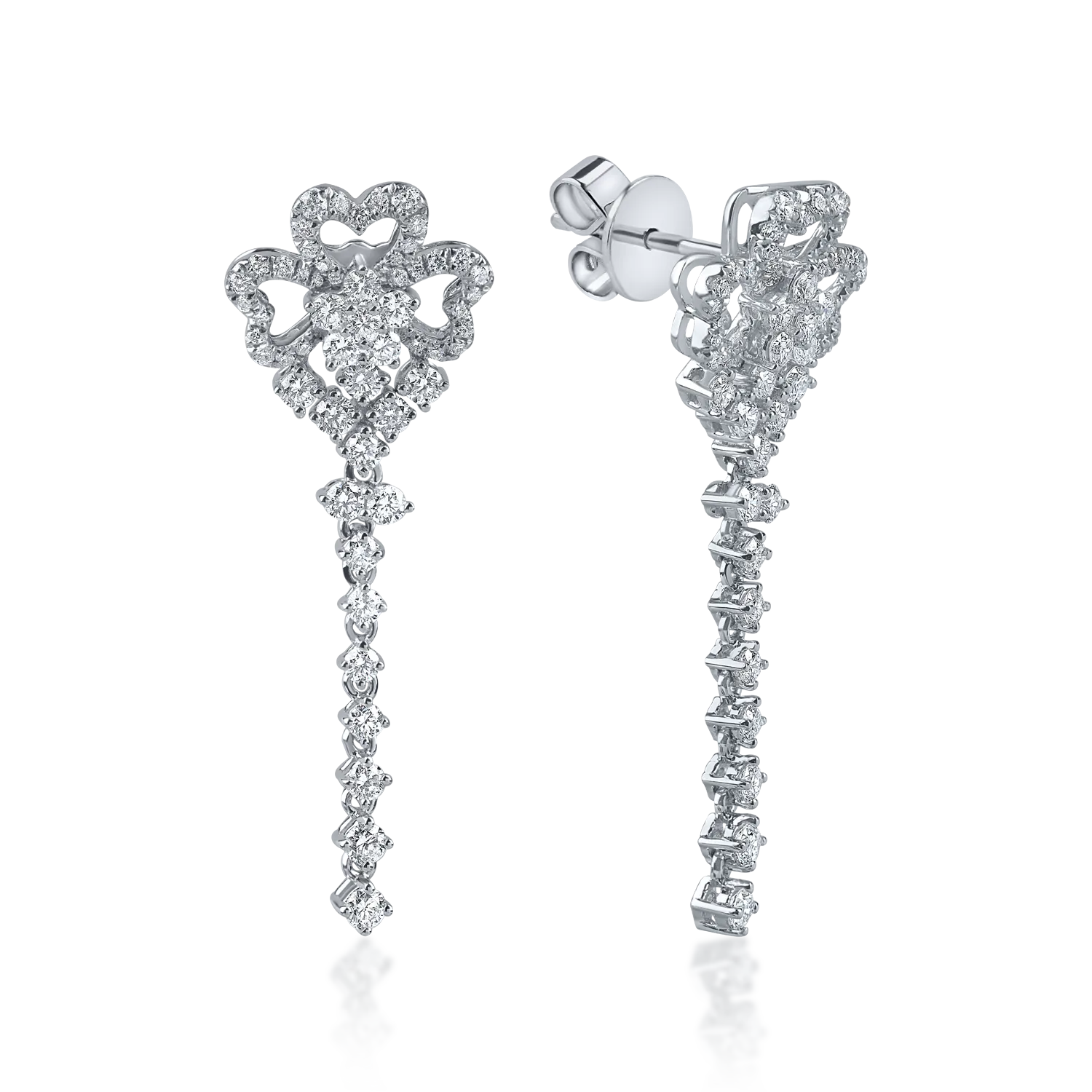 Cercei din aur alb cu diamante de 1.264ct