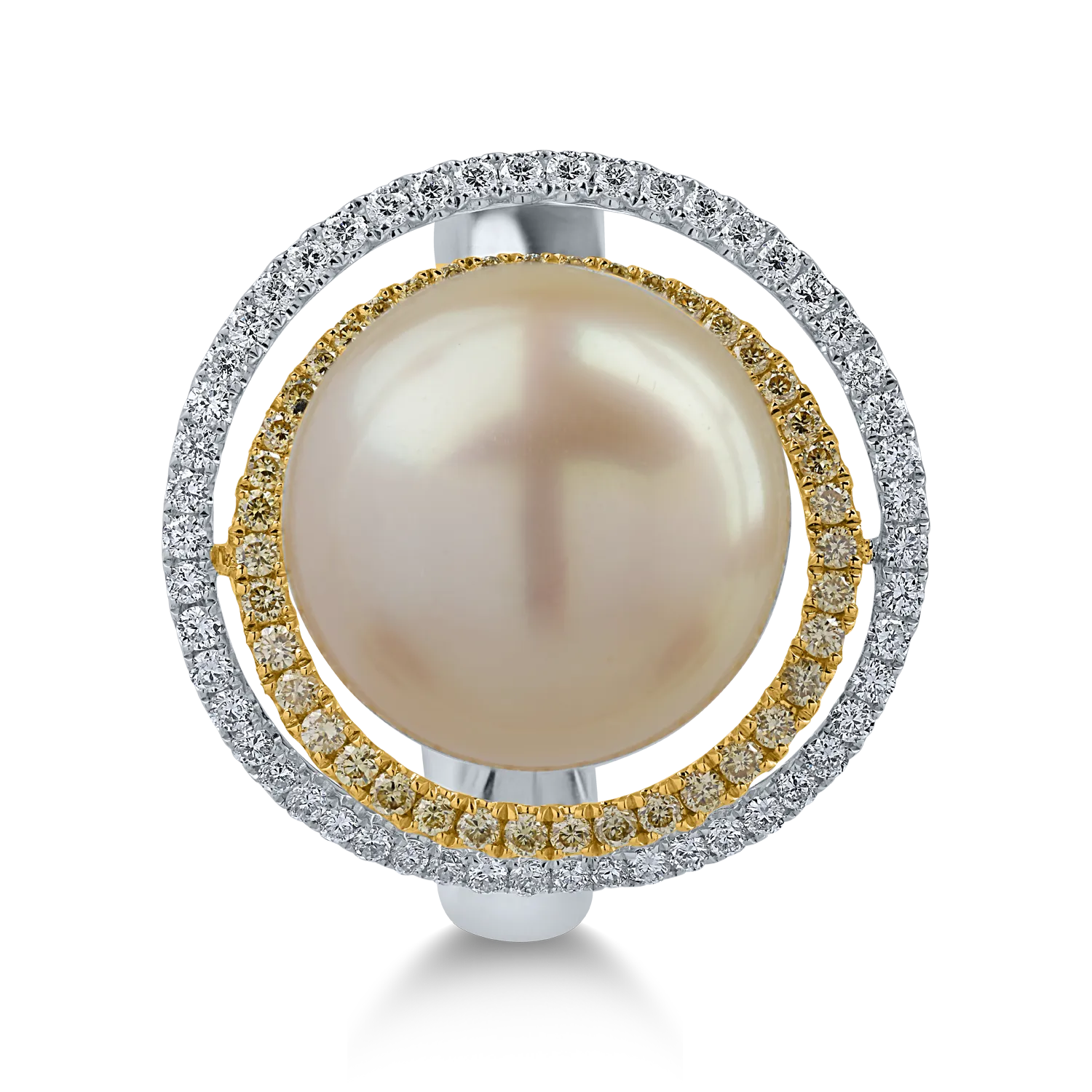 Inel din aur alb-galben cu diamante de 0.51ct - imagine 2