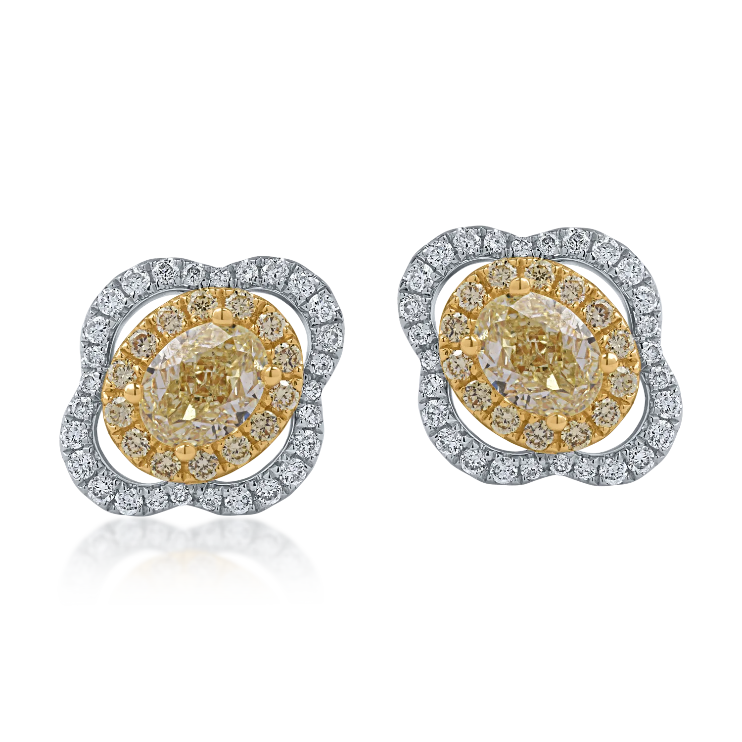Sárga-fehér arany fülbevaló 1.72ct gyémántokkal