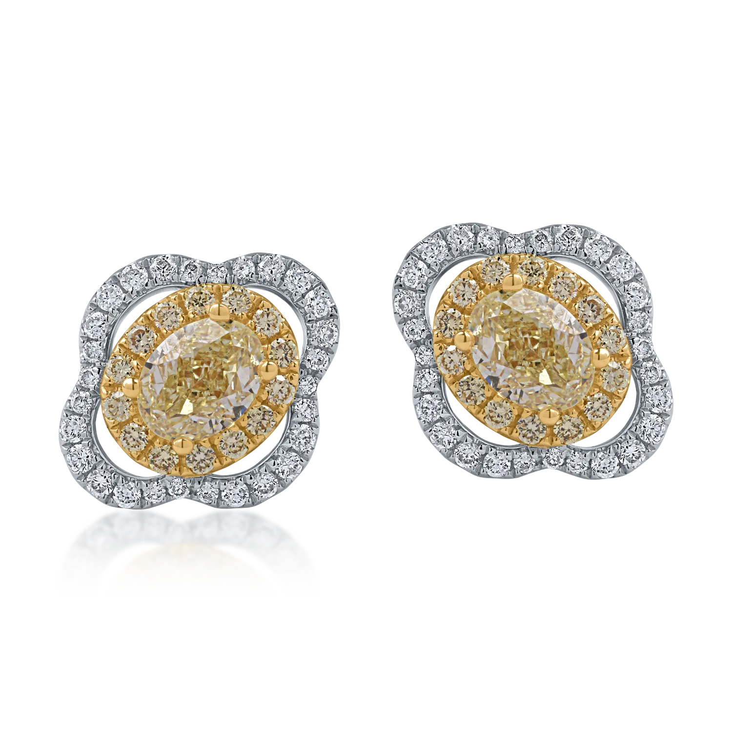 Yellow-white gold earrings with 1.72ct diamonds