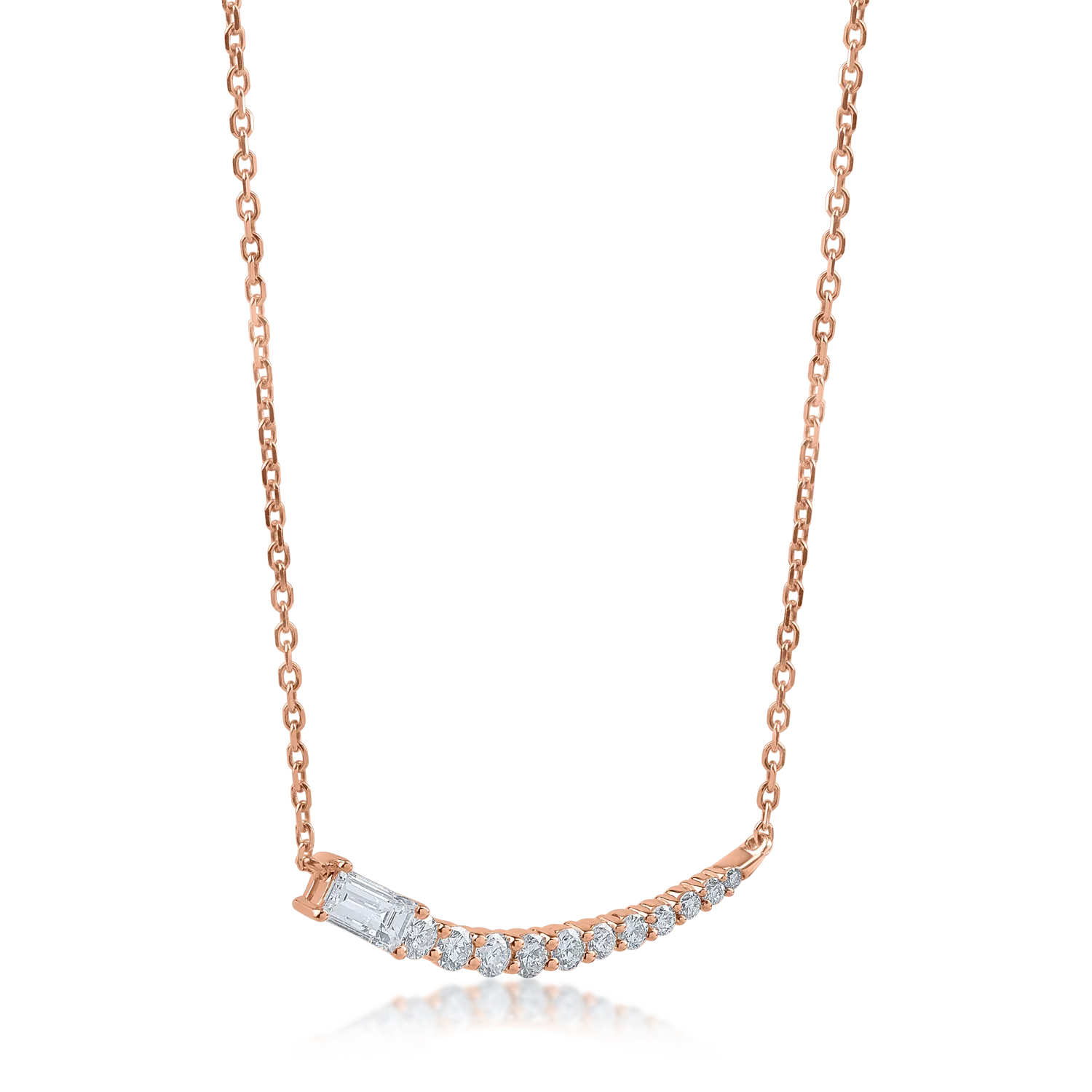 Lant cu pandantiv din aur roz cu diamante de 0.51ct