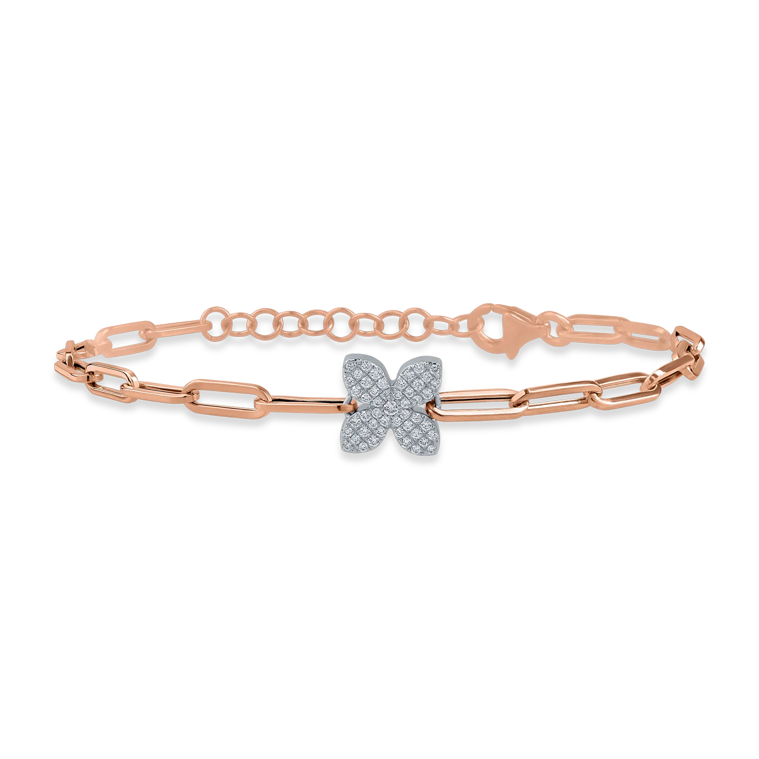 Rose gold flower bracelet with 0.161ct diamonds