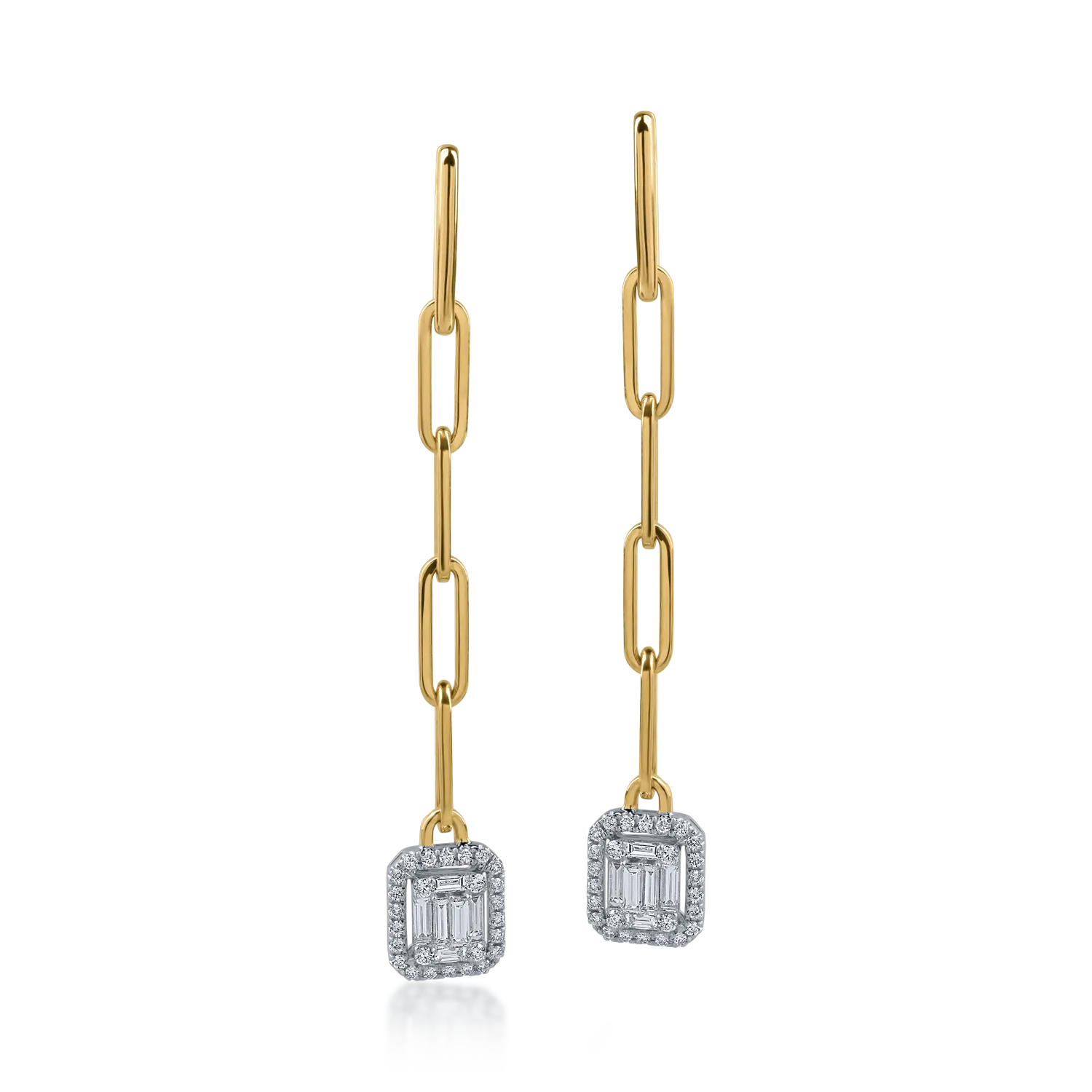 Cercei din aur alb-galben cu diamante de 0.99ct