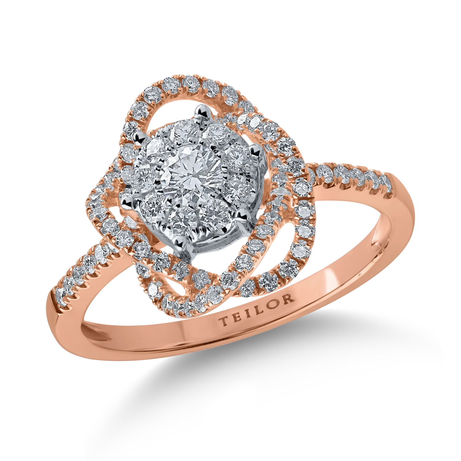 Inel din aur roz cu diamante de 0.6ct-165475