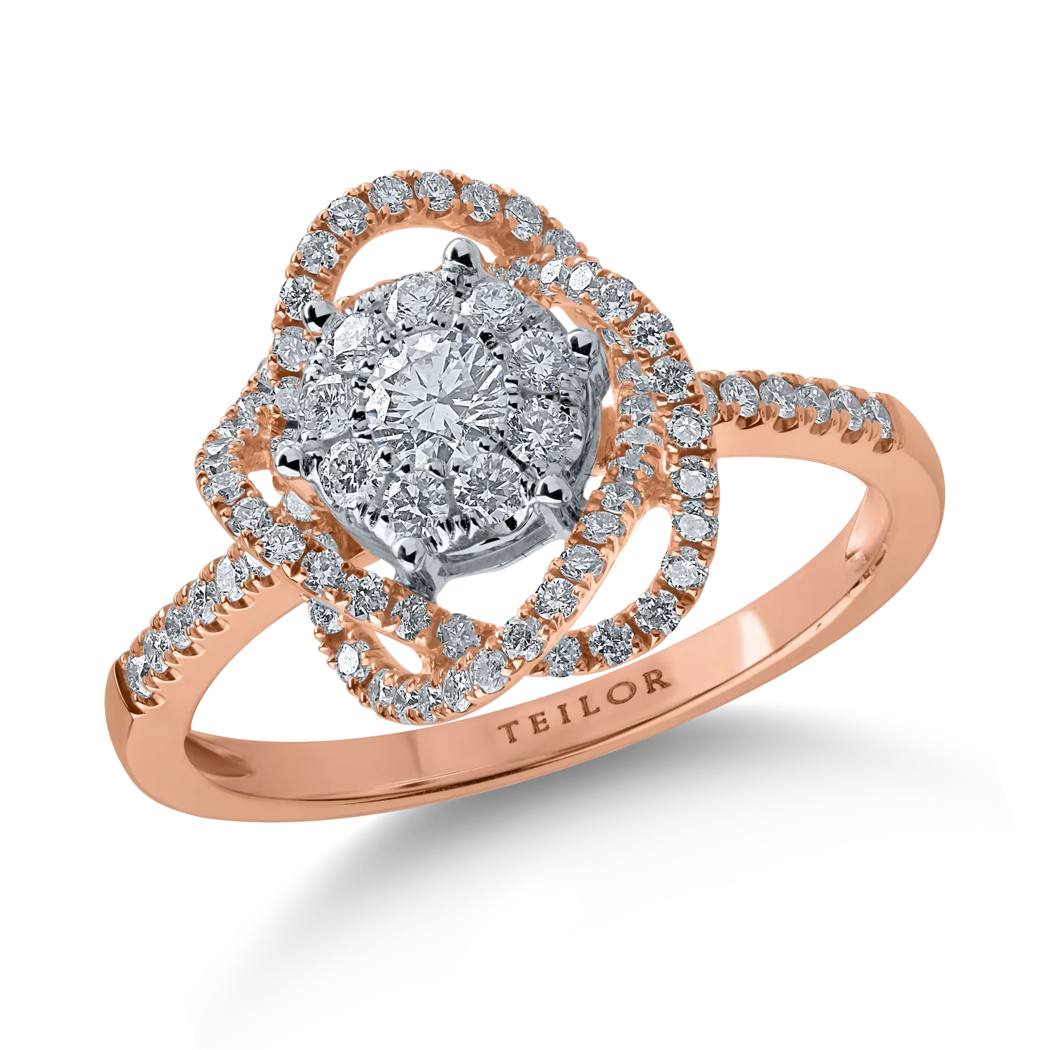 Inel din aur roz cu diamante de 0.6ct