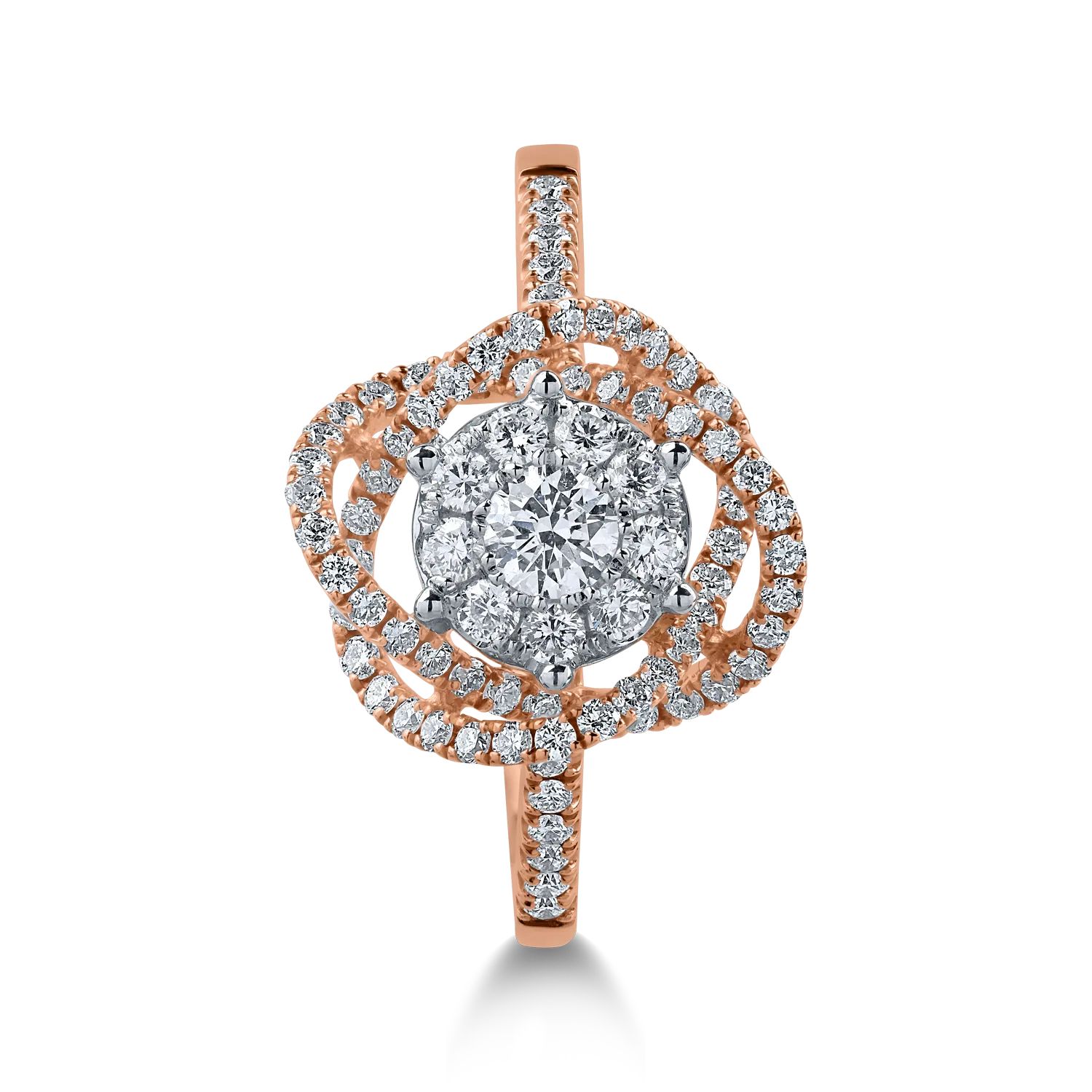 Rózsarany gyűrű 0.6ct gyémántokkal