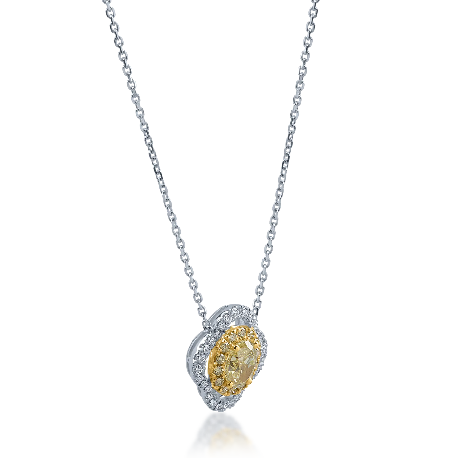 Yellow-white gold pendant chain with 1.1ct diamonds