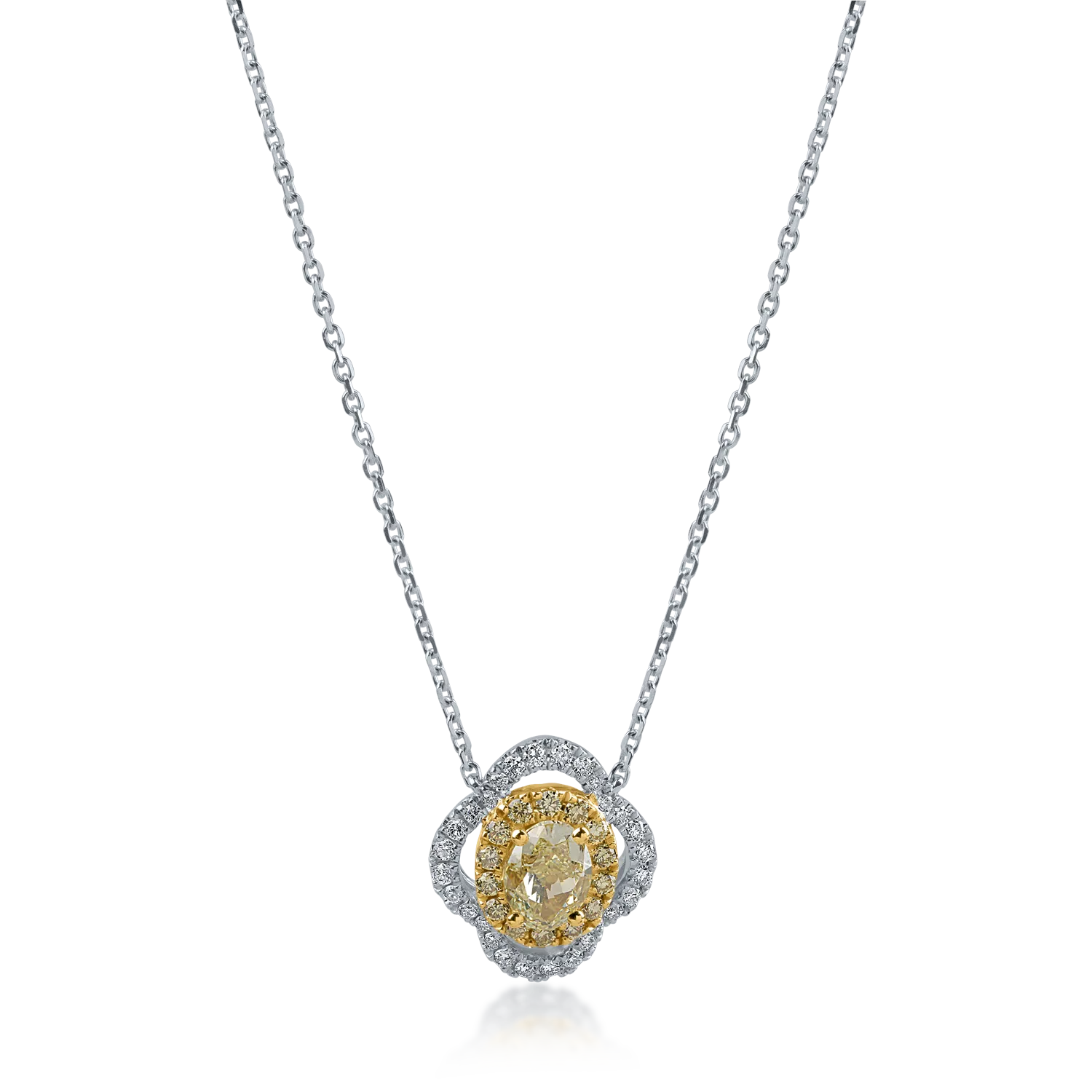 Lant cu pandantiv din aur alb-galben cu diamante de 1.1ct-165484