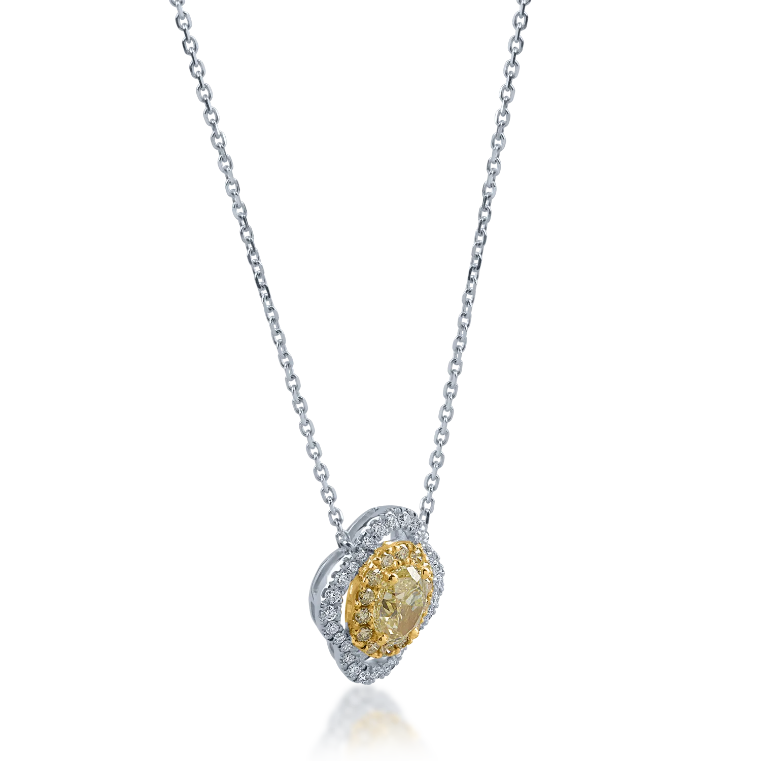 Lant cu pandantiv din aur alb-galben cu diamante de 1.1ct