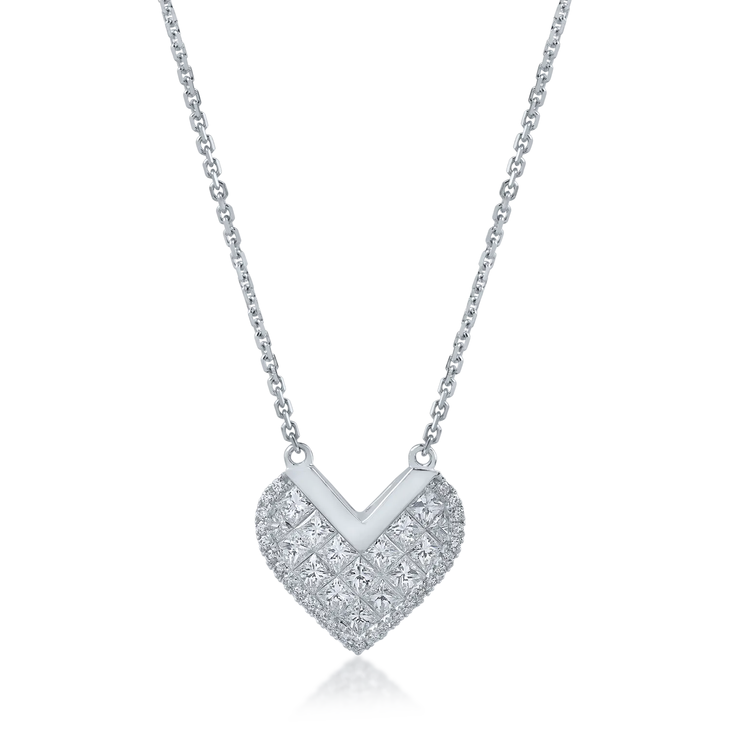 White gold heart pendant chain with 0.98ct diamonds-165485