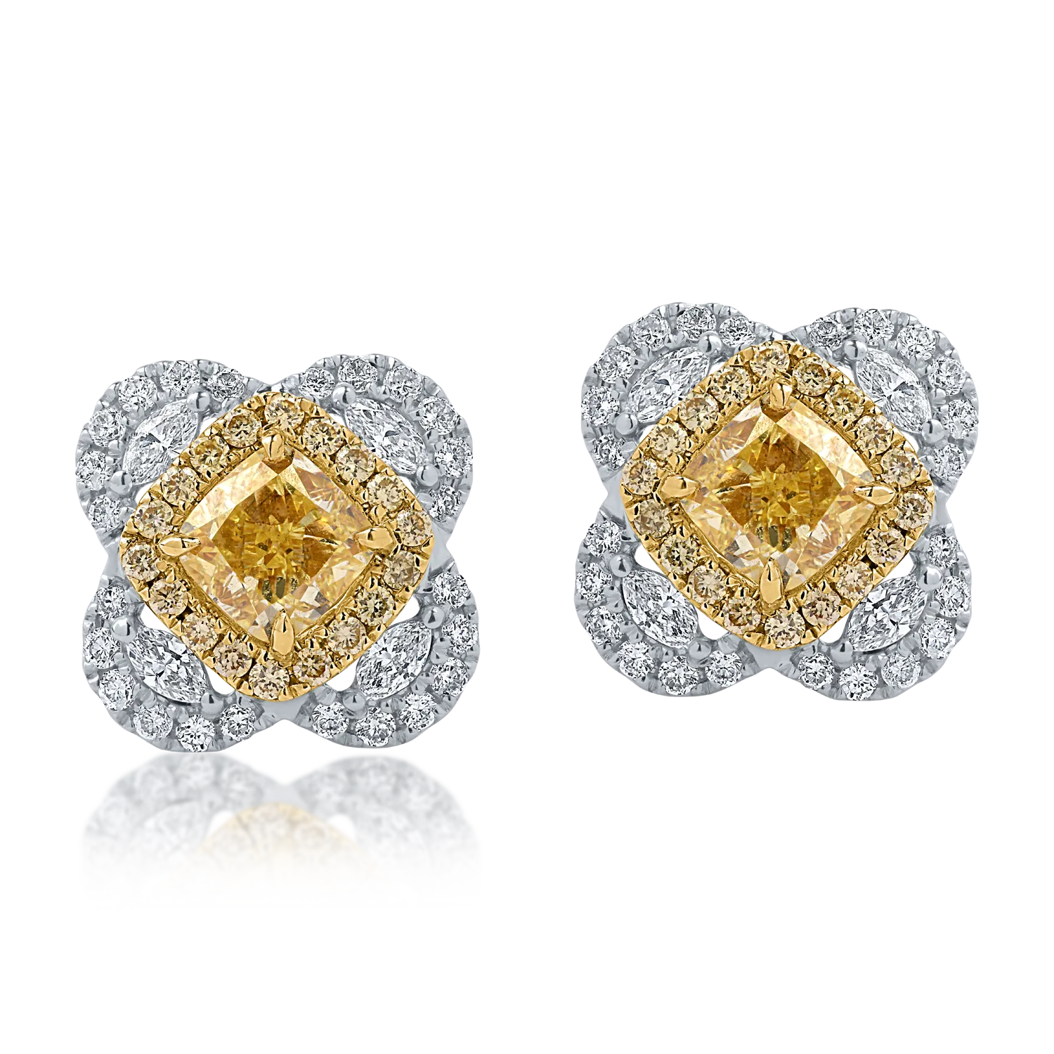 Cercei din aur alb-galben cu diamante de 1.9ct-165490