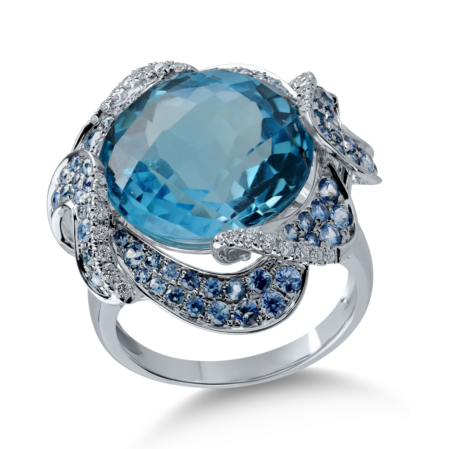 White gold ring with 18.11ct precious and semi-precious stones