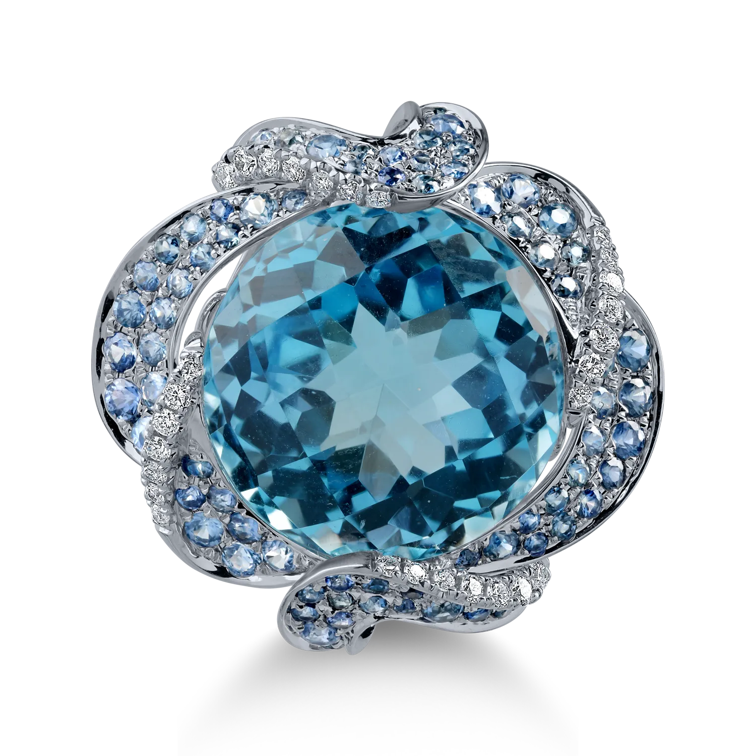 Inel din aur alb cu pietre pretioase si semipretioase de 18.11ct