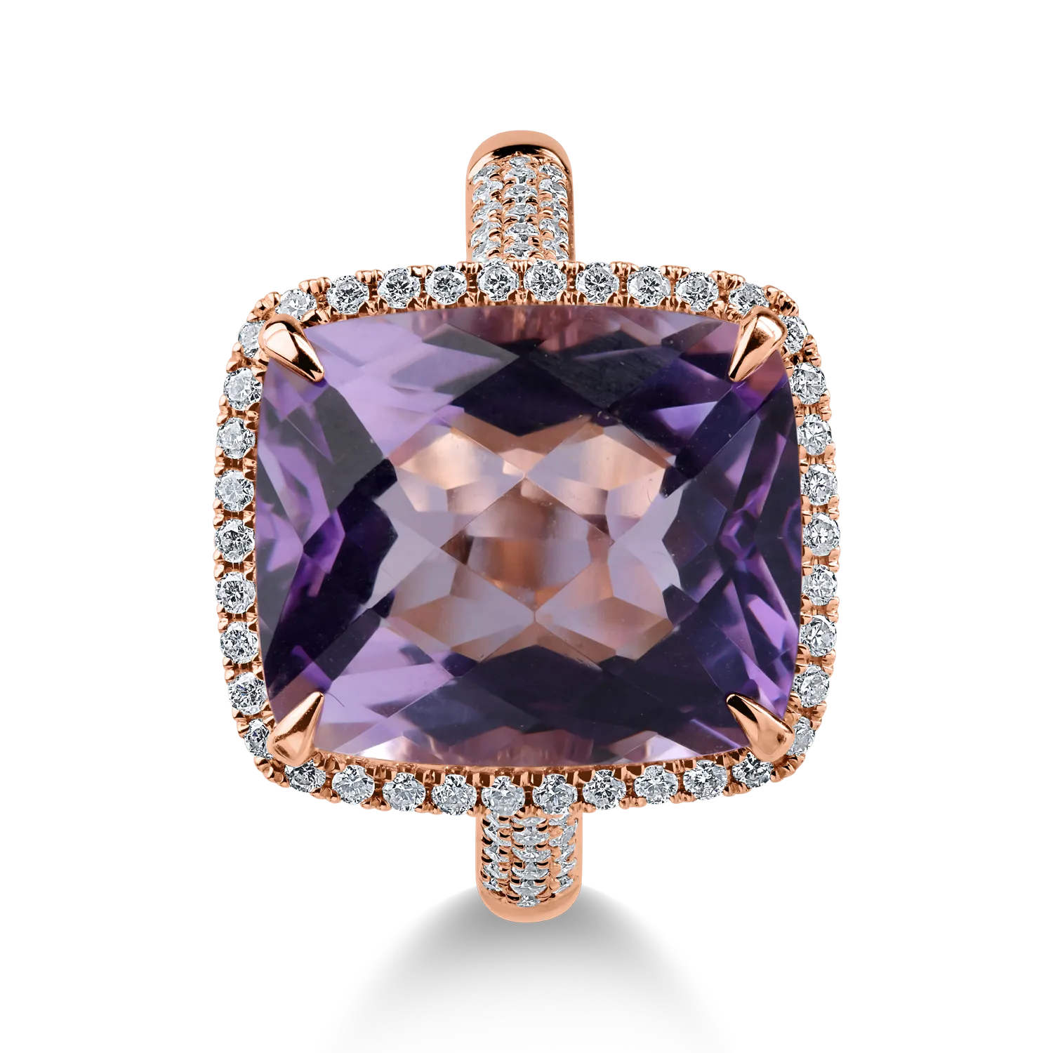 Rose gold ring with 7.5ct pink amethyst and 0.36ct diamonds