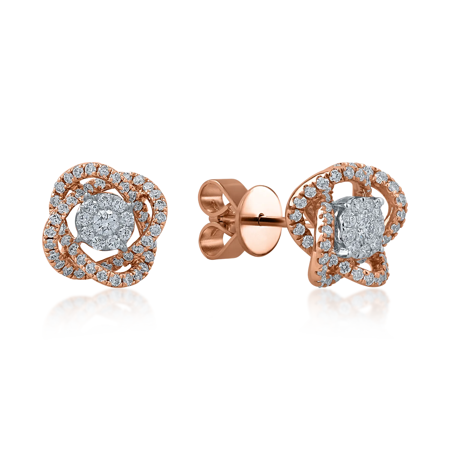 Kolczyki z różowego złota z diamentami o masie 0.584ct