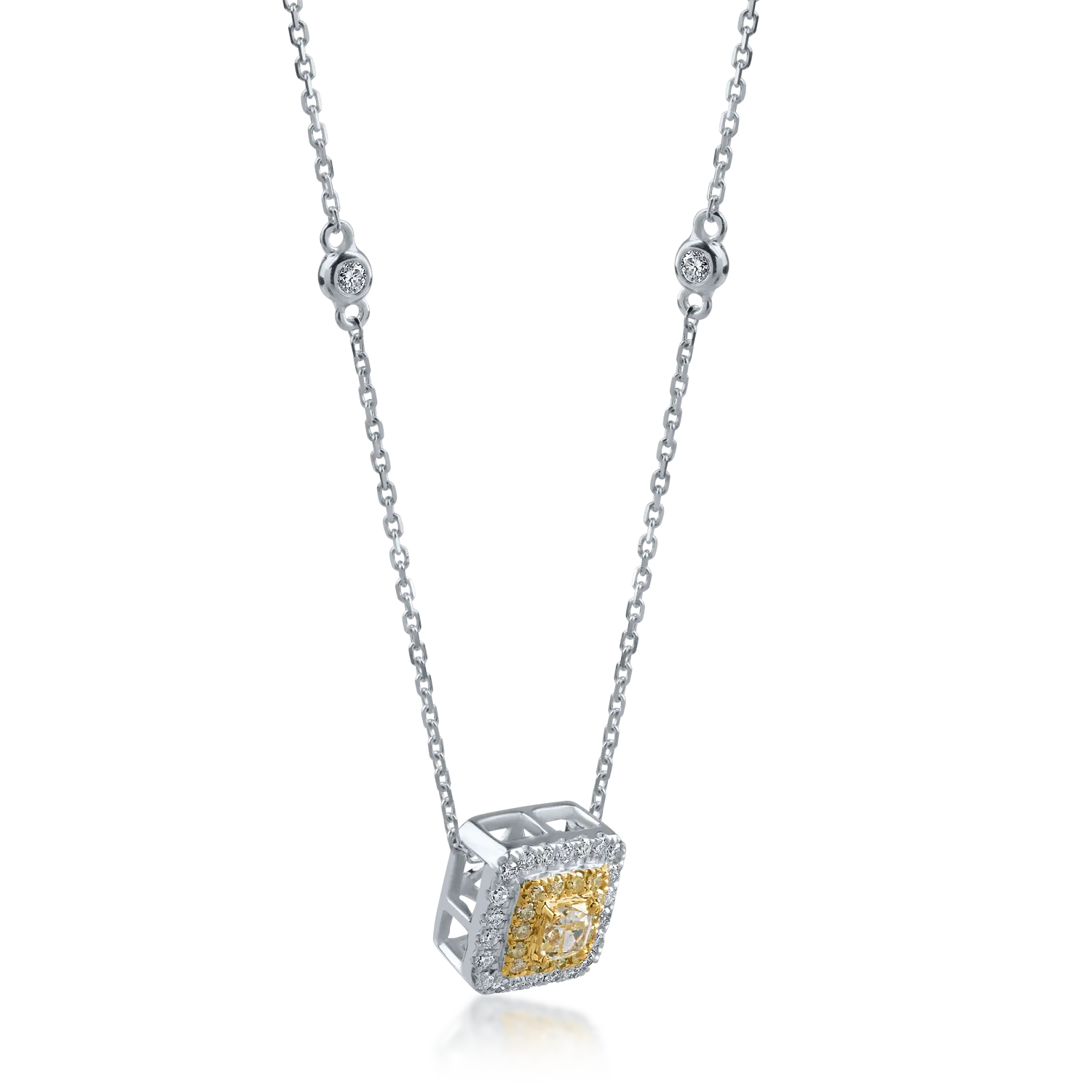 White-yellow gold pendant necklace with 0.38ct yellow diamonds and 0.19ct clear diamonds