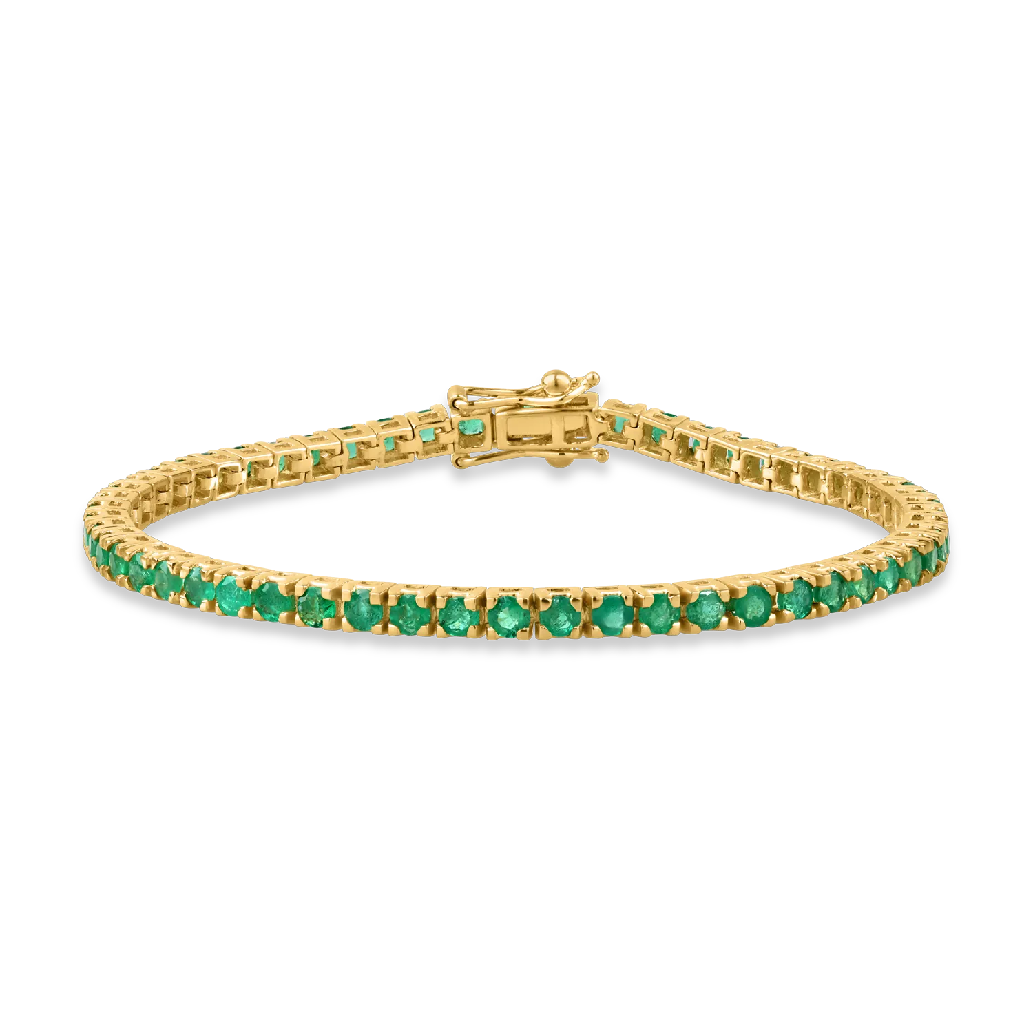 Yellow gold tennis bracelet with 4.15ct emeralds