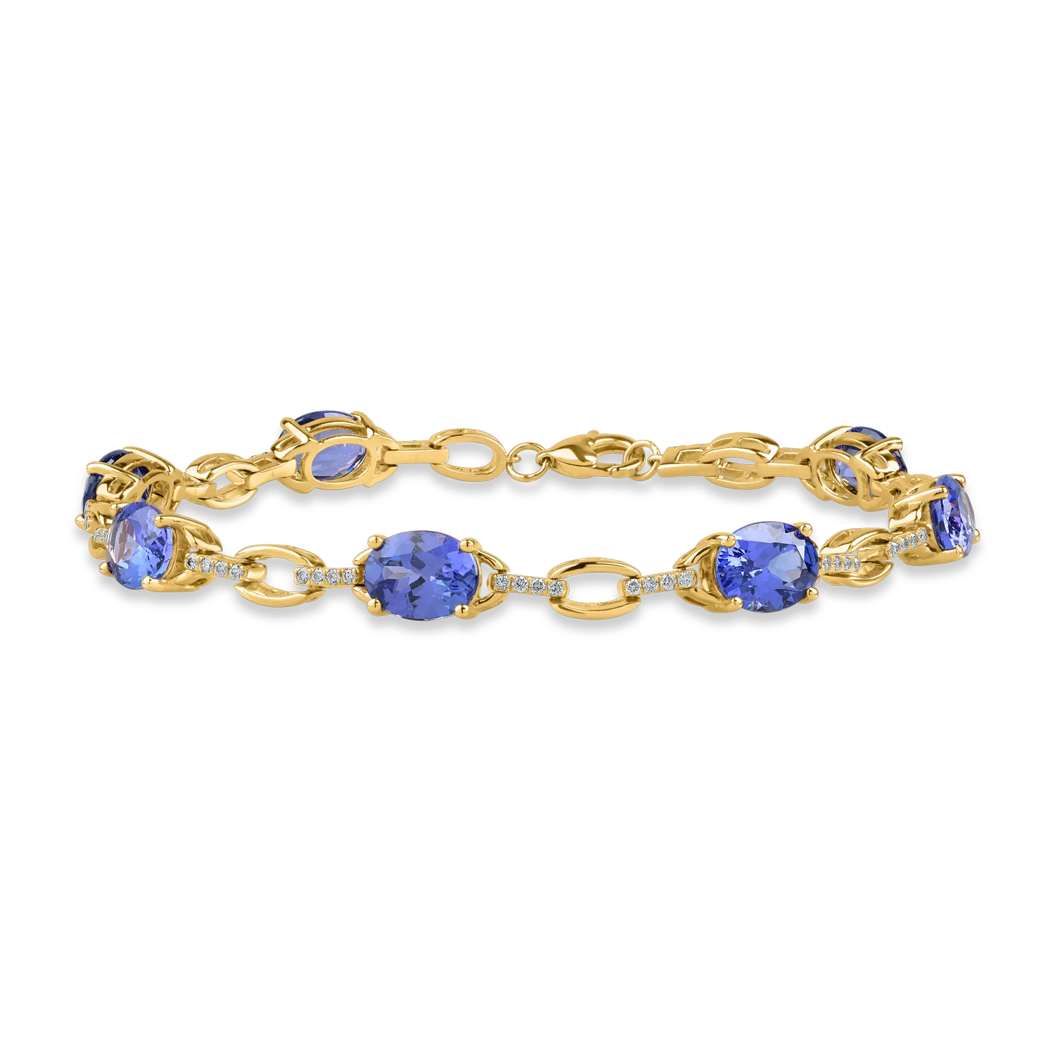 Yellow gold bracelet with 11.67ct tanzanites and 0.4ct diamonds