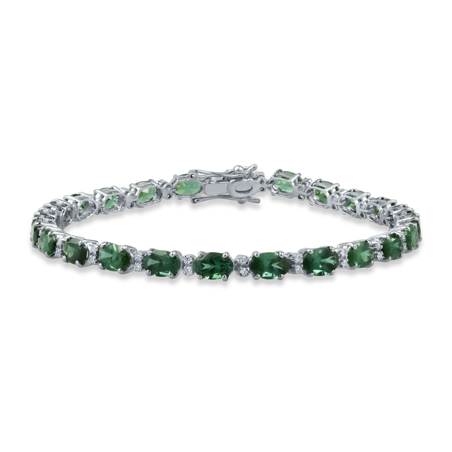 White gold tennis bracelet with 11.45ct tsavorites and 0.35ct diamonds