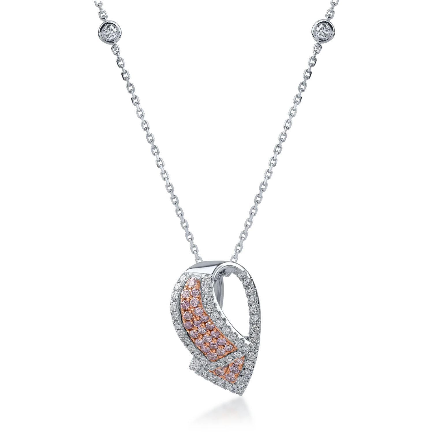 White-rose gold pendant necklace with 0.78ct diamonds
