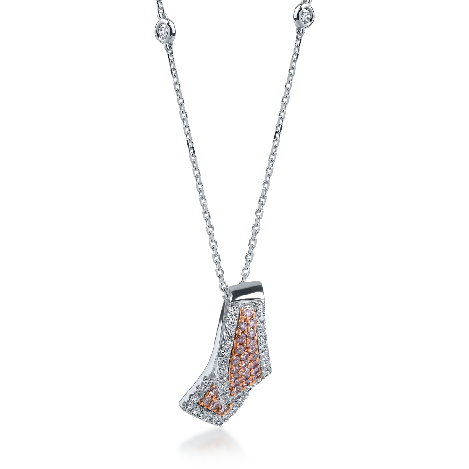 White-rose gold pendant necklace with 0.78ct diamonds
