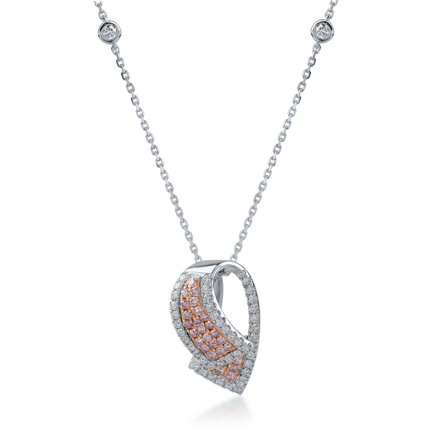 Teilor Lant cu pandantiv din aur alb-roz cu diamante de 0.78ct