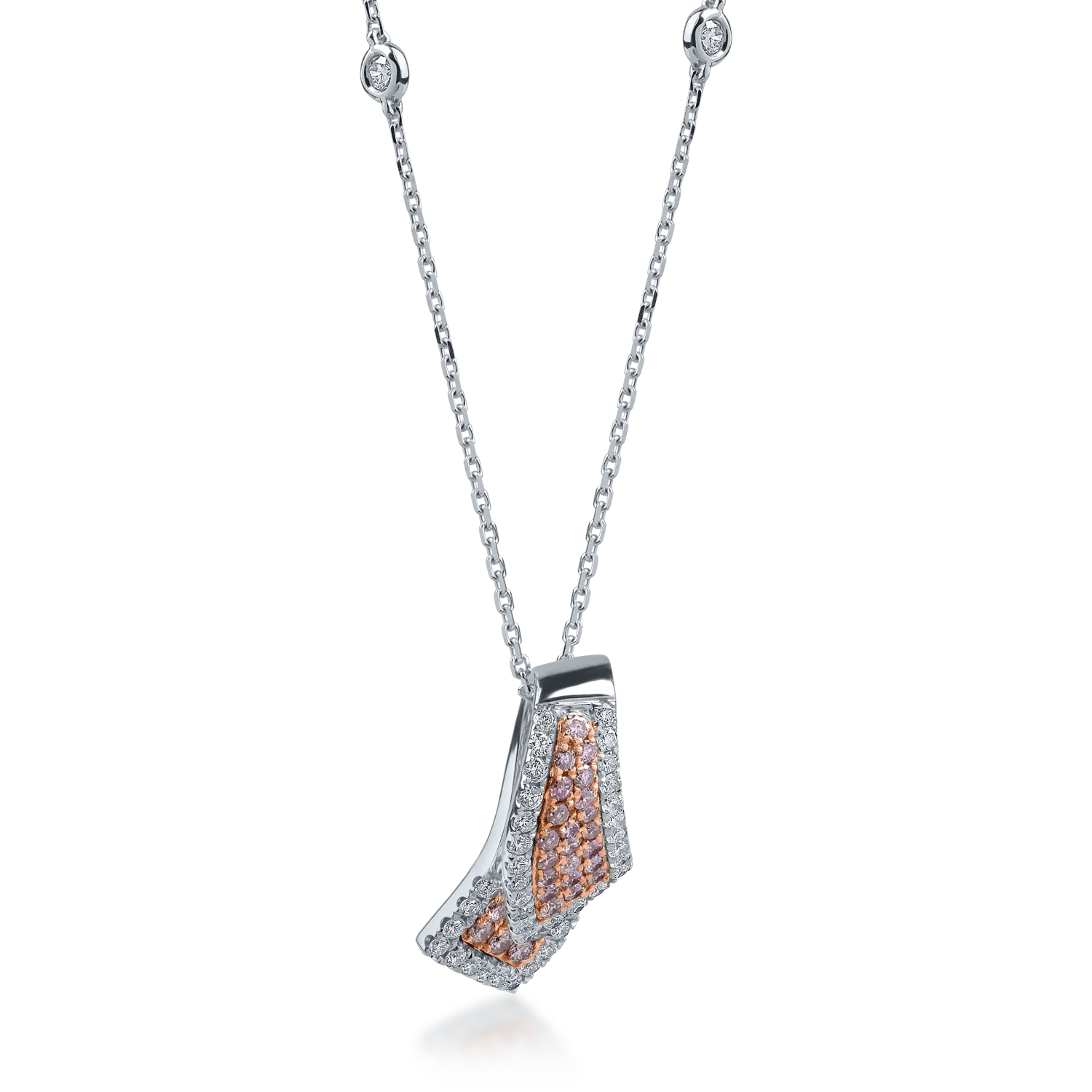 Lant cu pandantiv din aur alb-roz cu diamante de 0.78ct