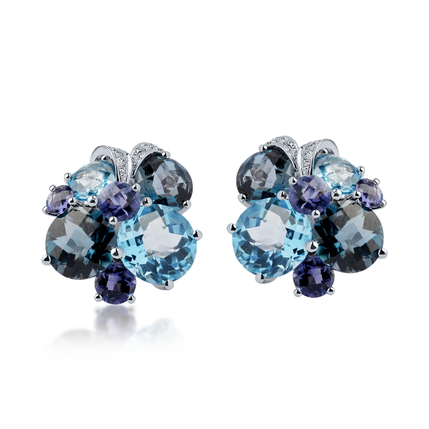 White gold earrings with 12.69ct precious and semi-precious stones