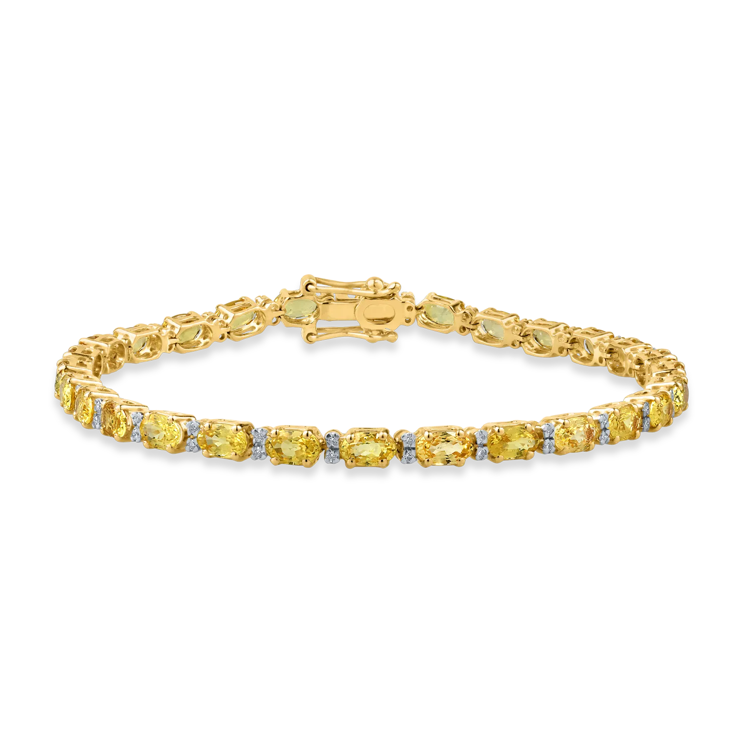 Yellow gold tennis bracelet with 8.42ct yellow sapphires and 0.28ct diamonds