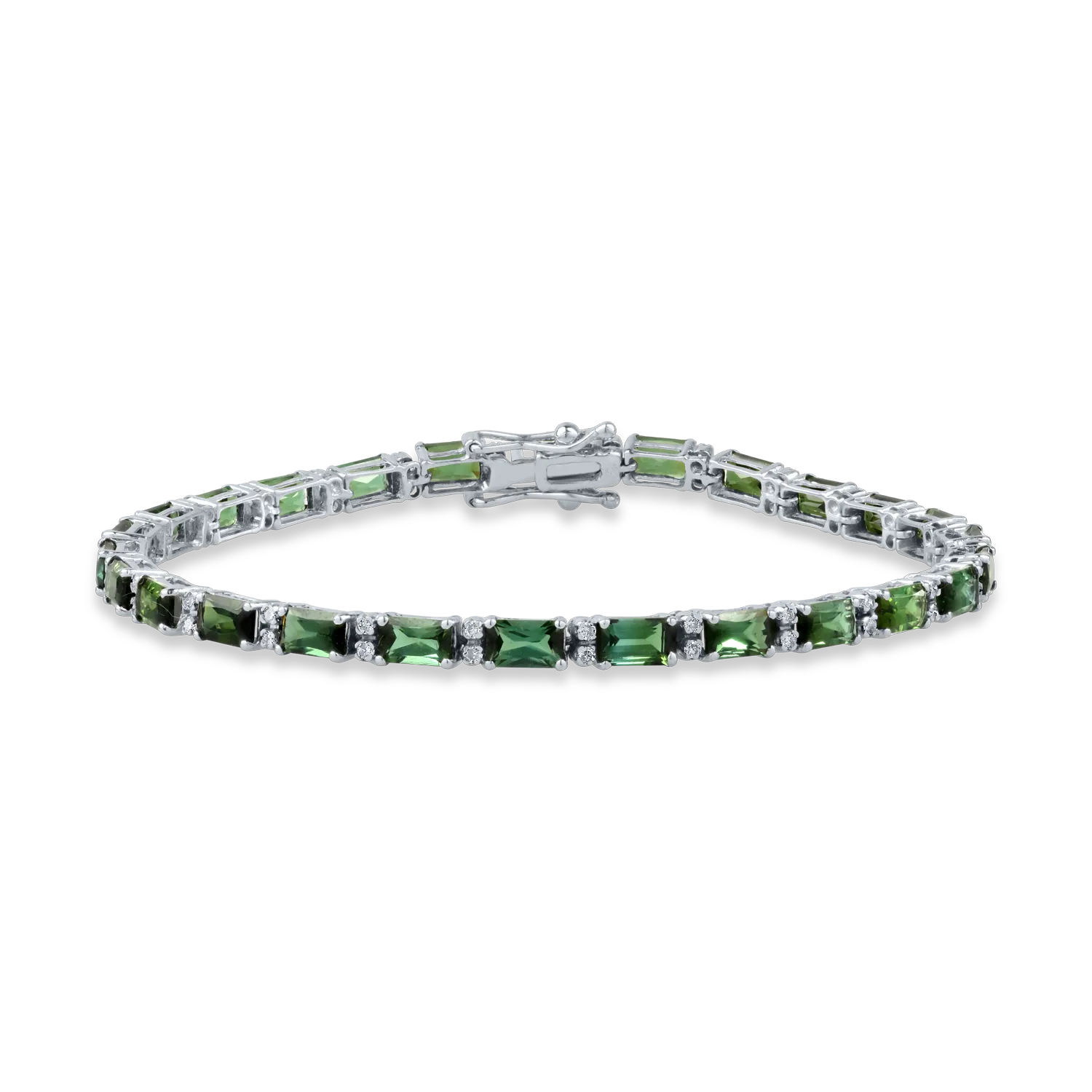 Bratara tennis din aur alb cu tsavorite de 9ct si diamante de 0.41ct