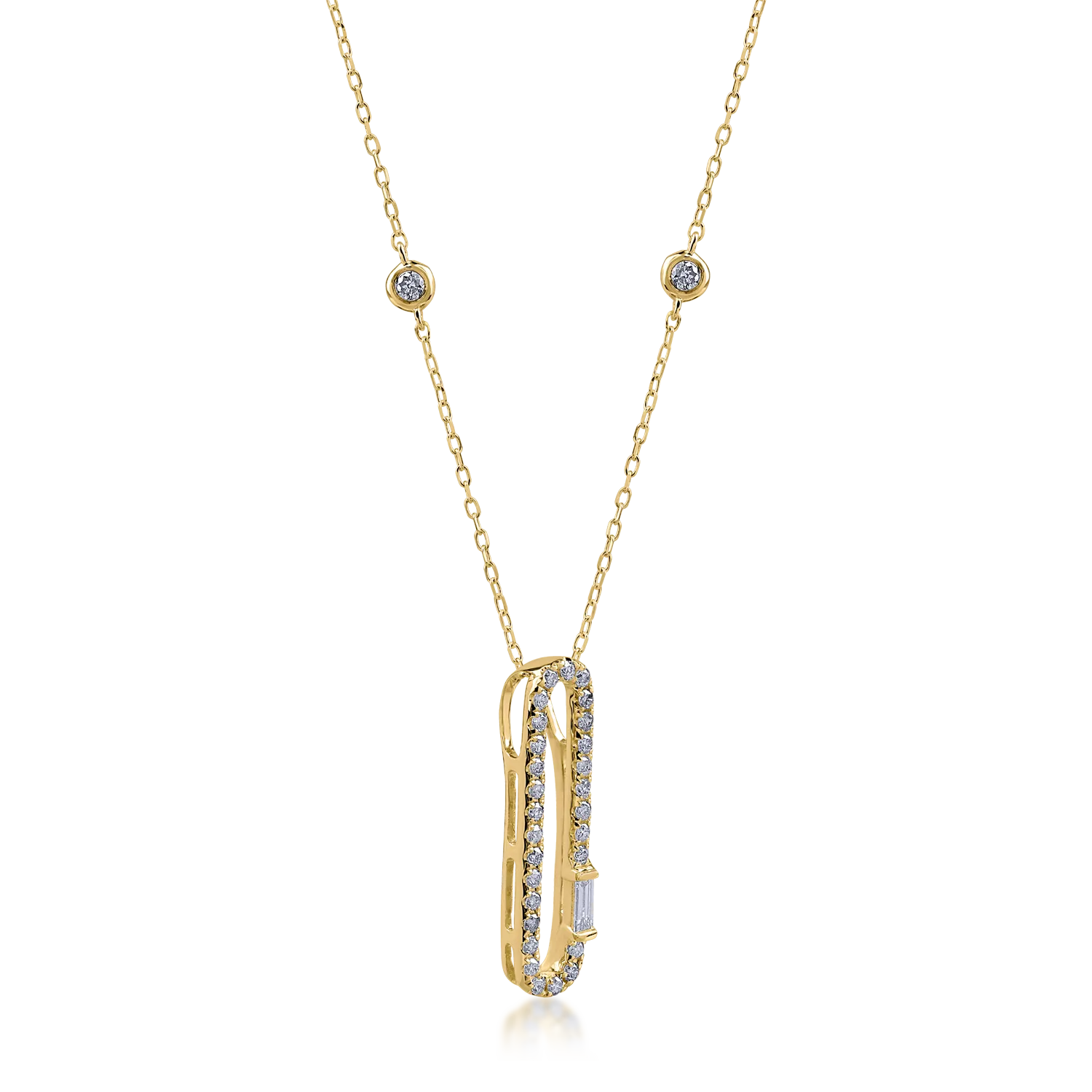 Yellow gold pendant necklace with 0.031ct diamonds