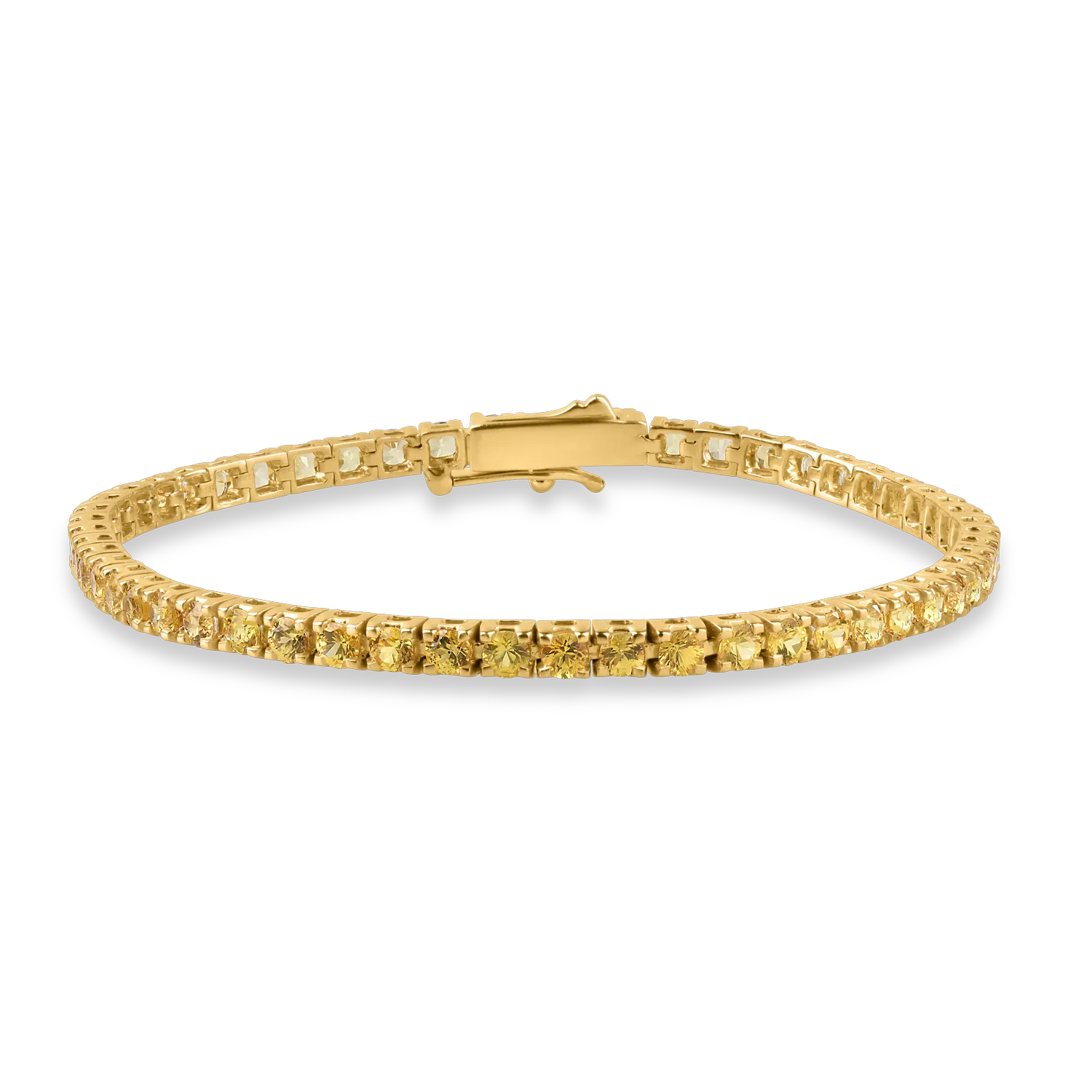 Yellow gold tennis bracelet with 6.47ct yellow sapphires