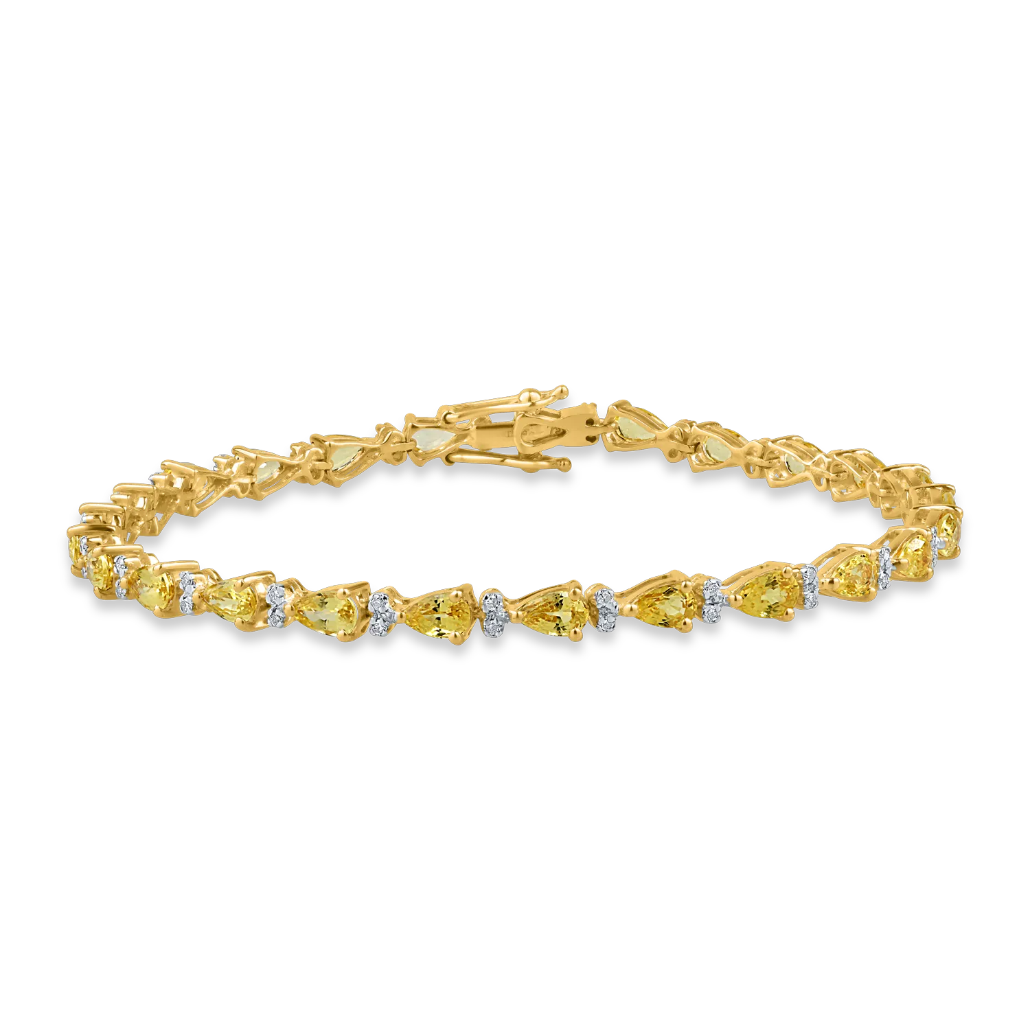 Yellow gold tennis bracelet with 6.5ct yellow sapphires and 0.27ct diamonds