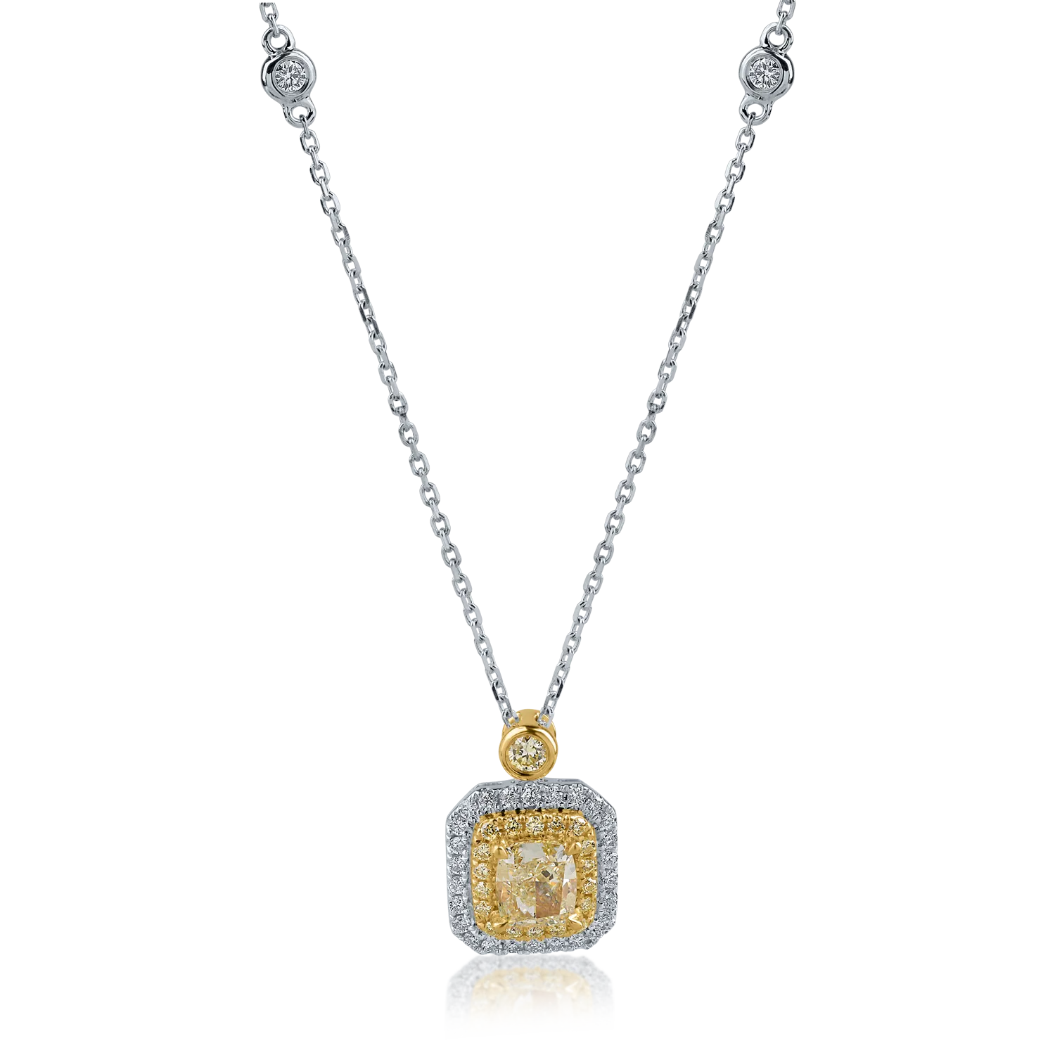 White-yellow gold pendant necklace with 1.02ct diamonds